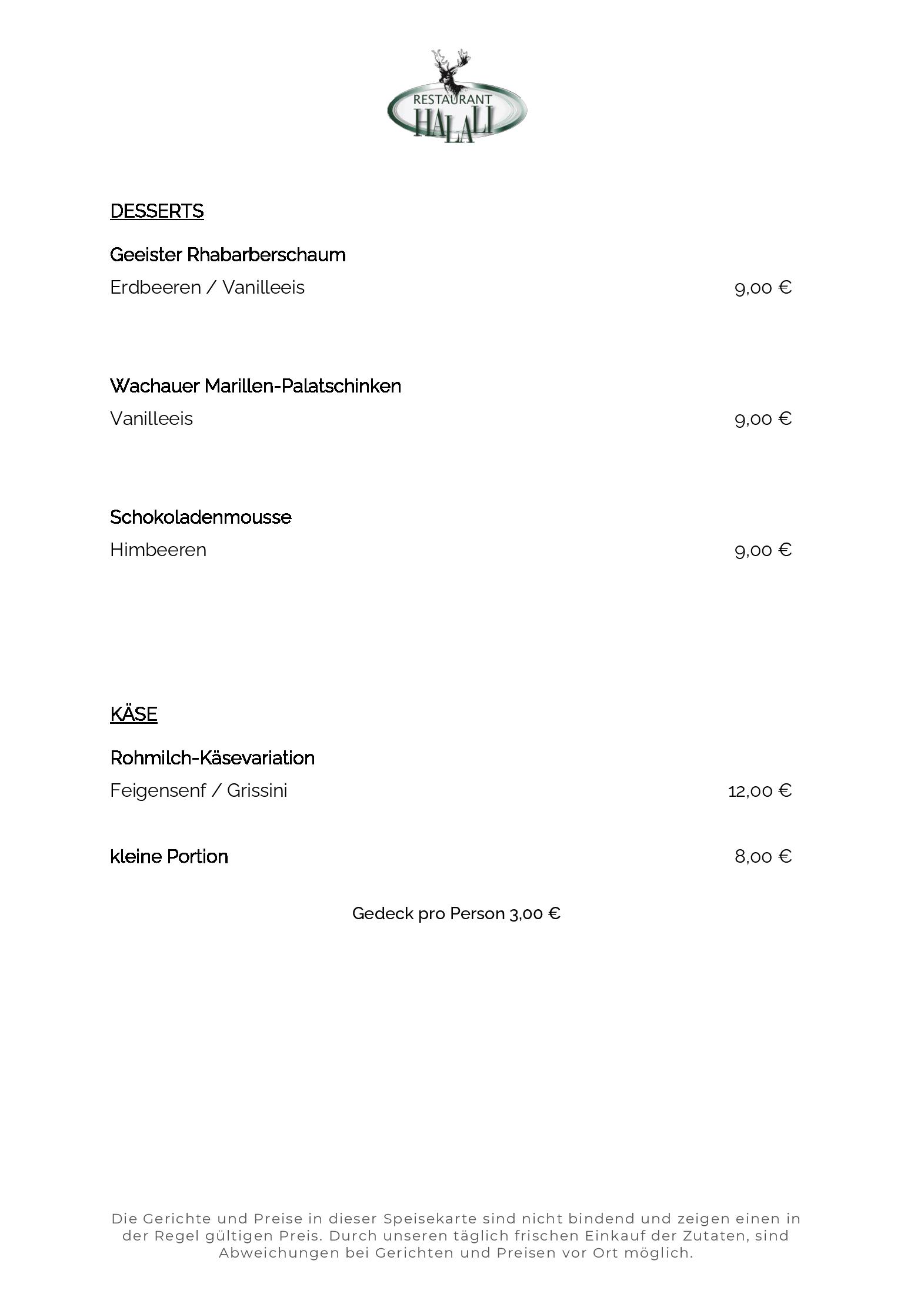 Speisekarte