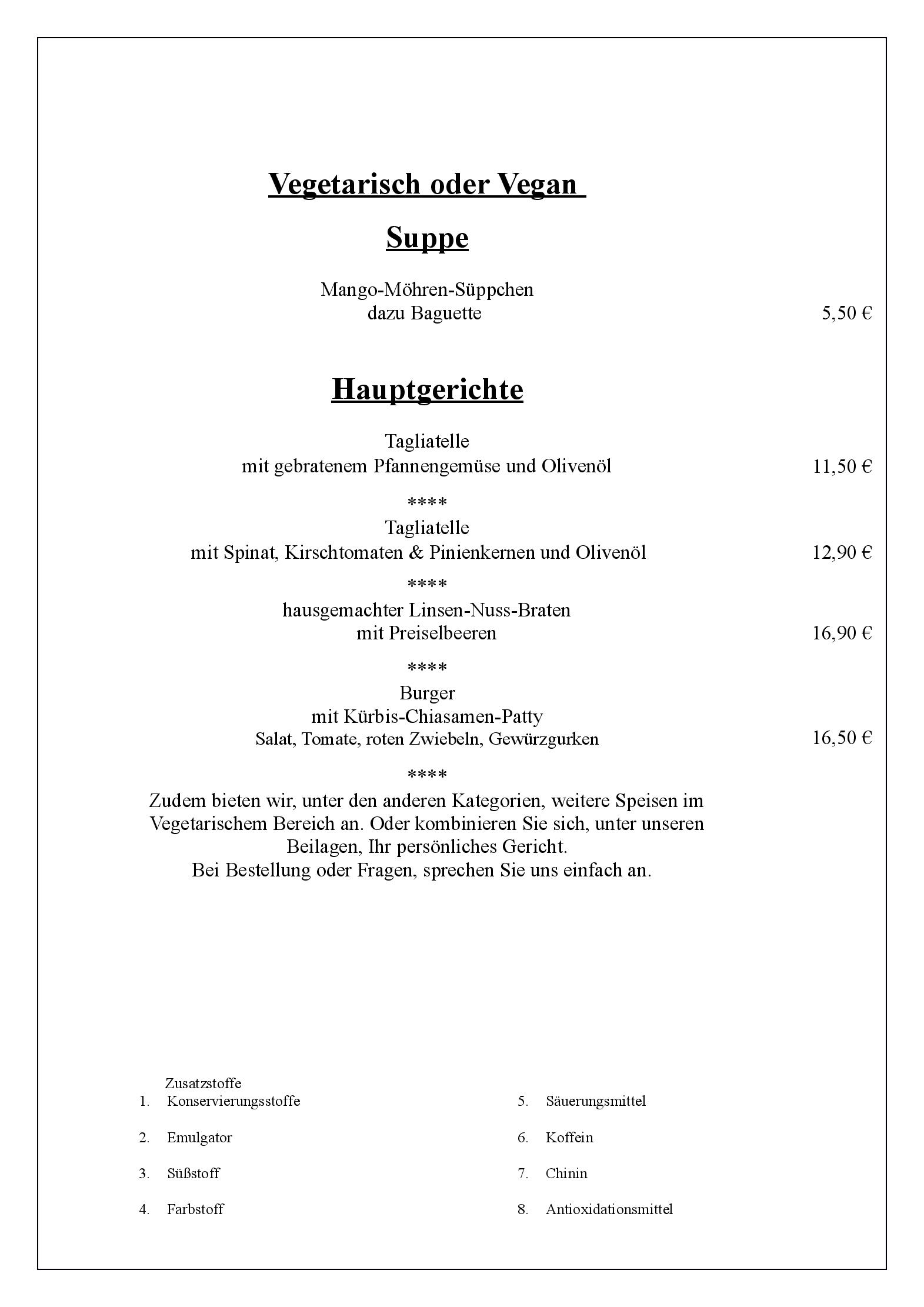 Speisekarte