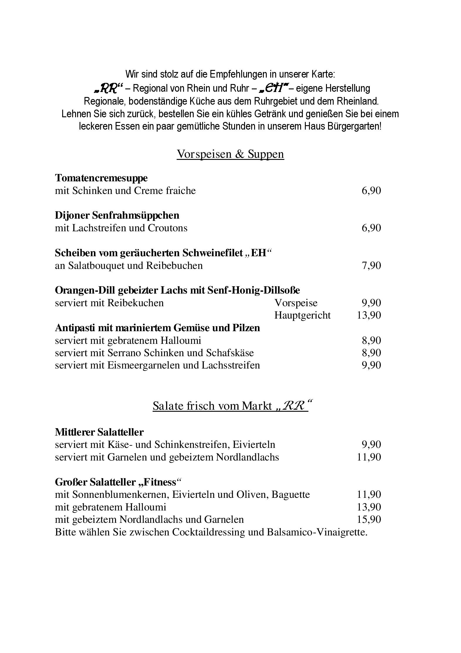 Speisekarte