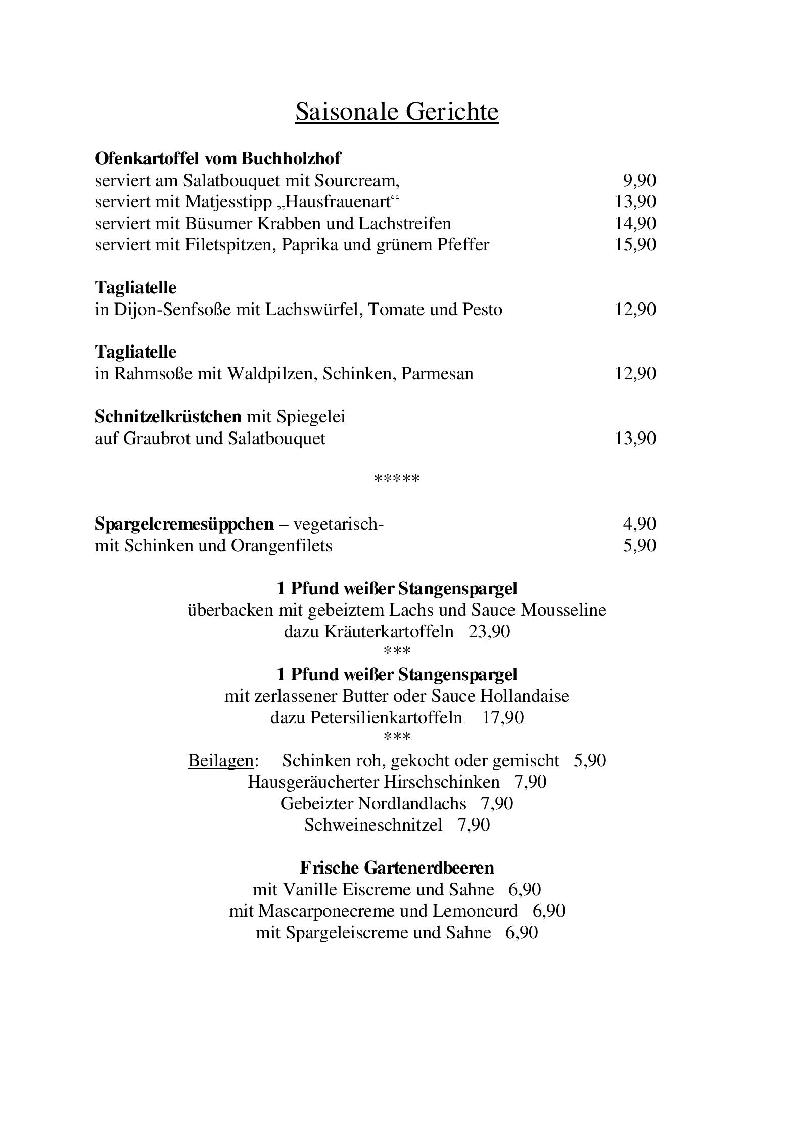 Speisekarte