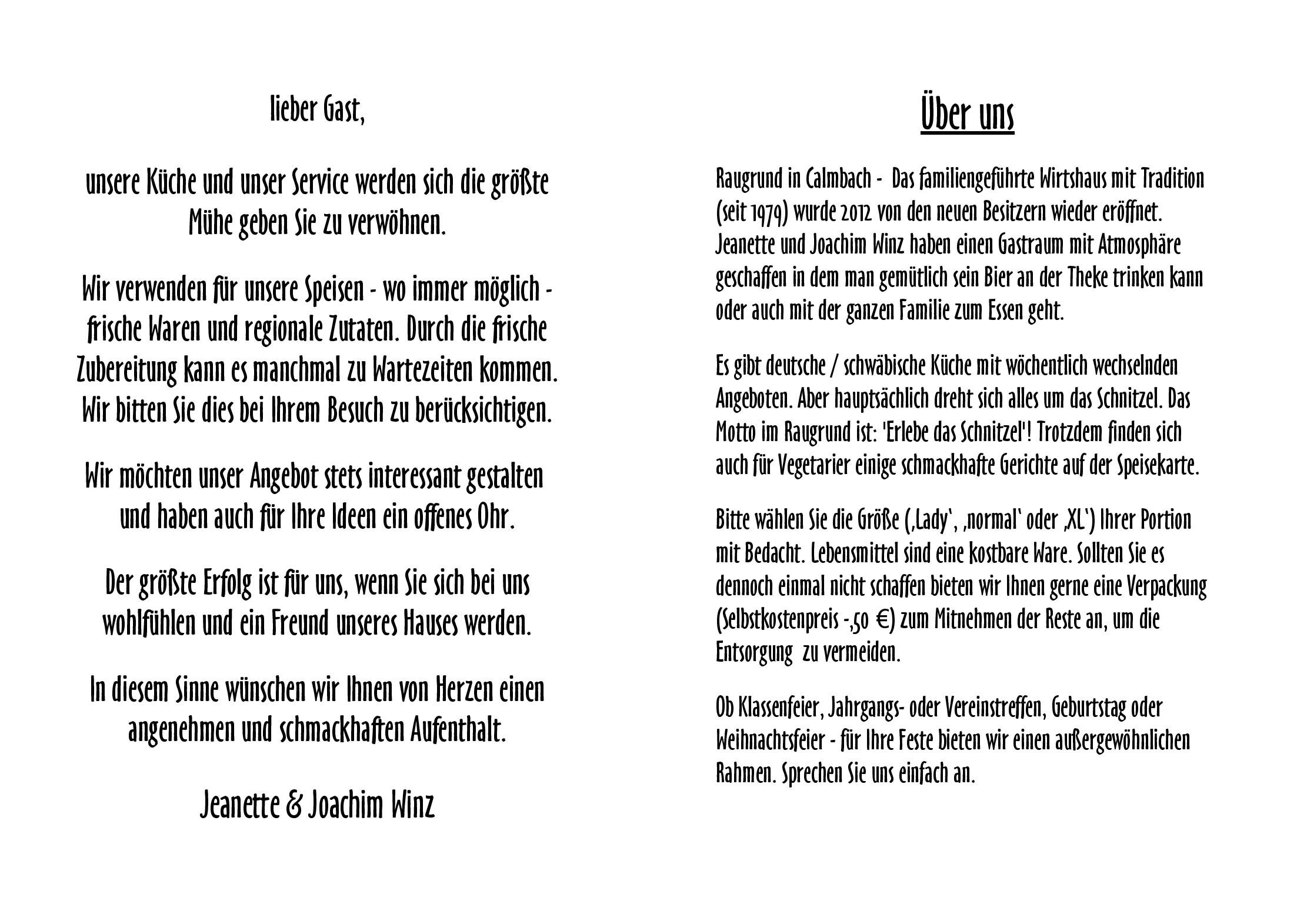 Speisekarte