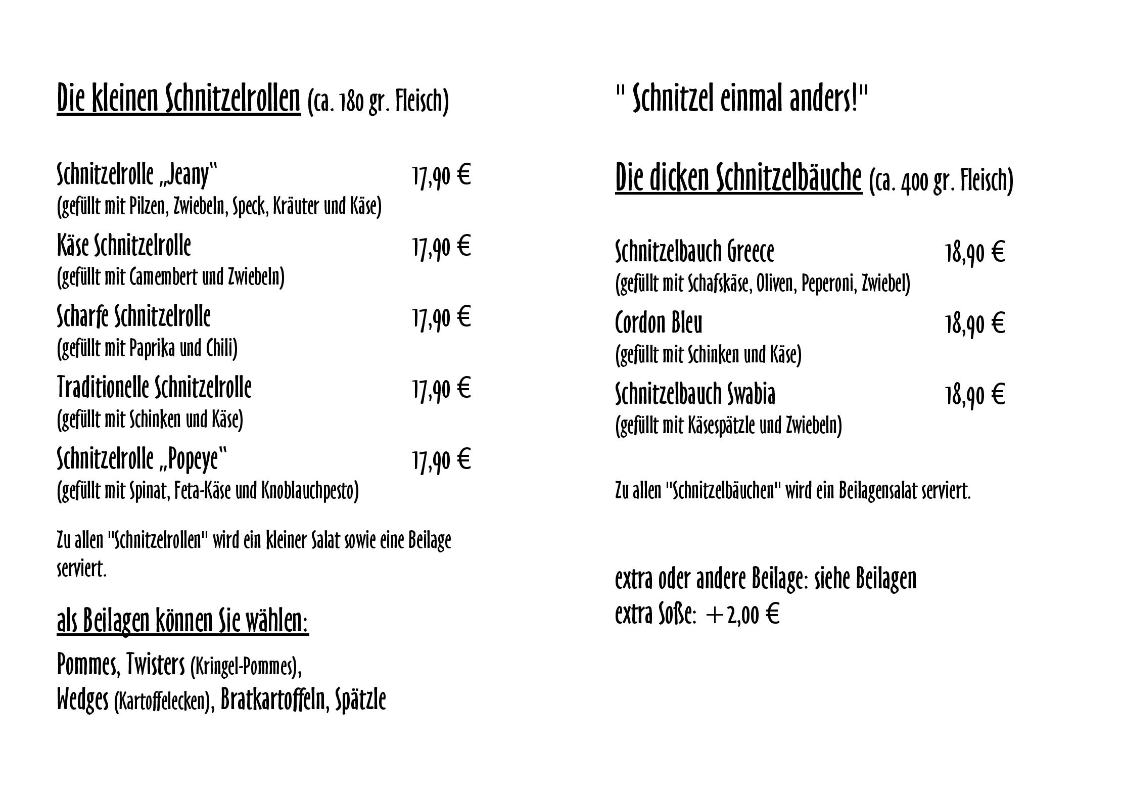 Speisekarte