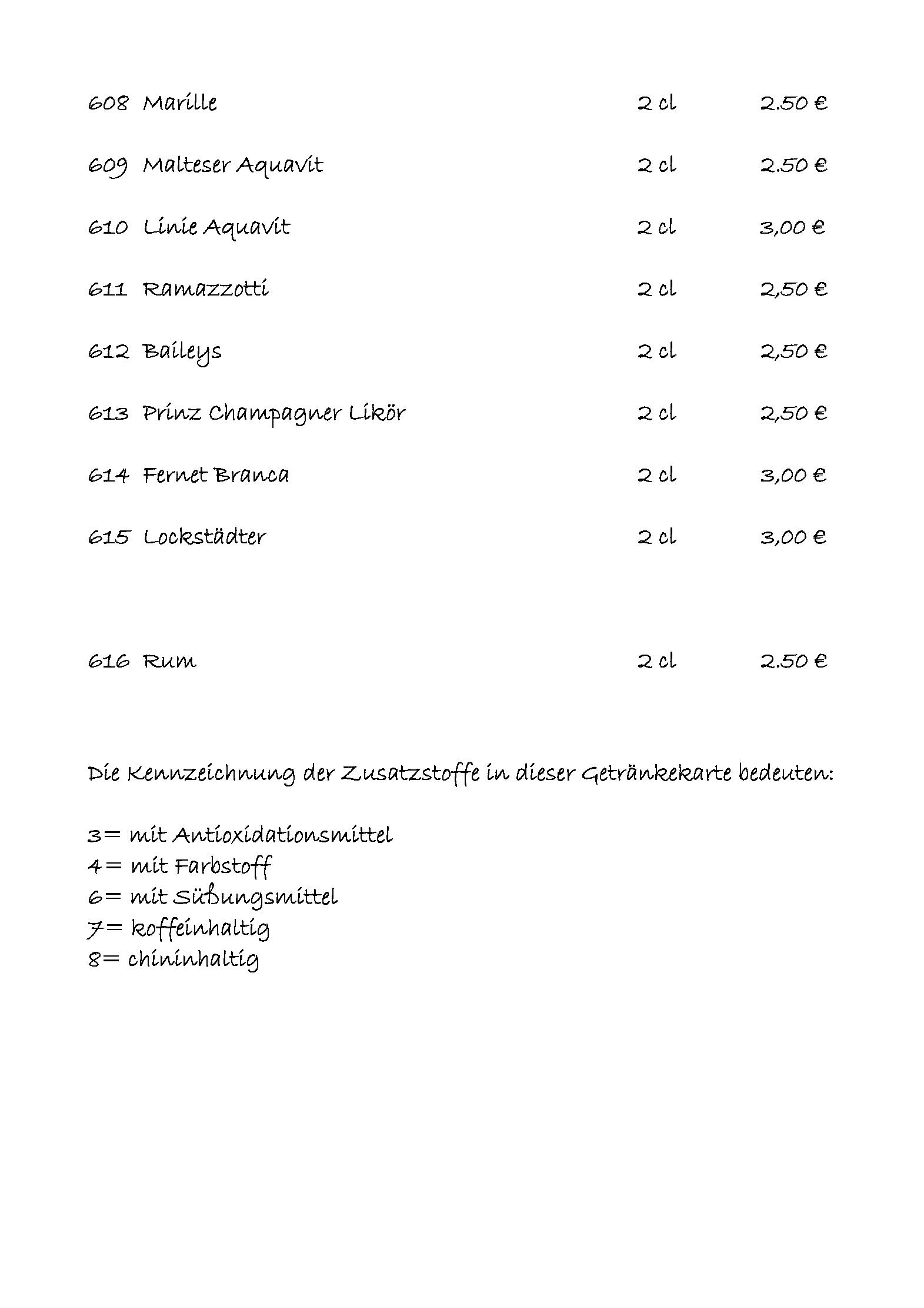 Getränkekarte