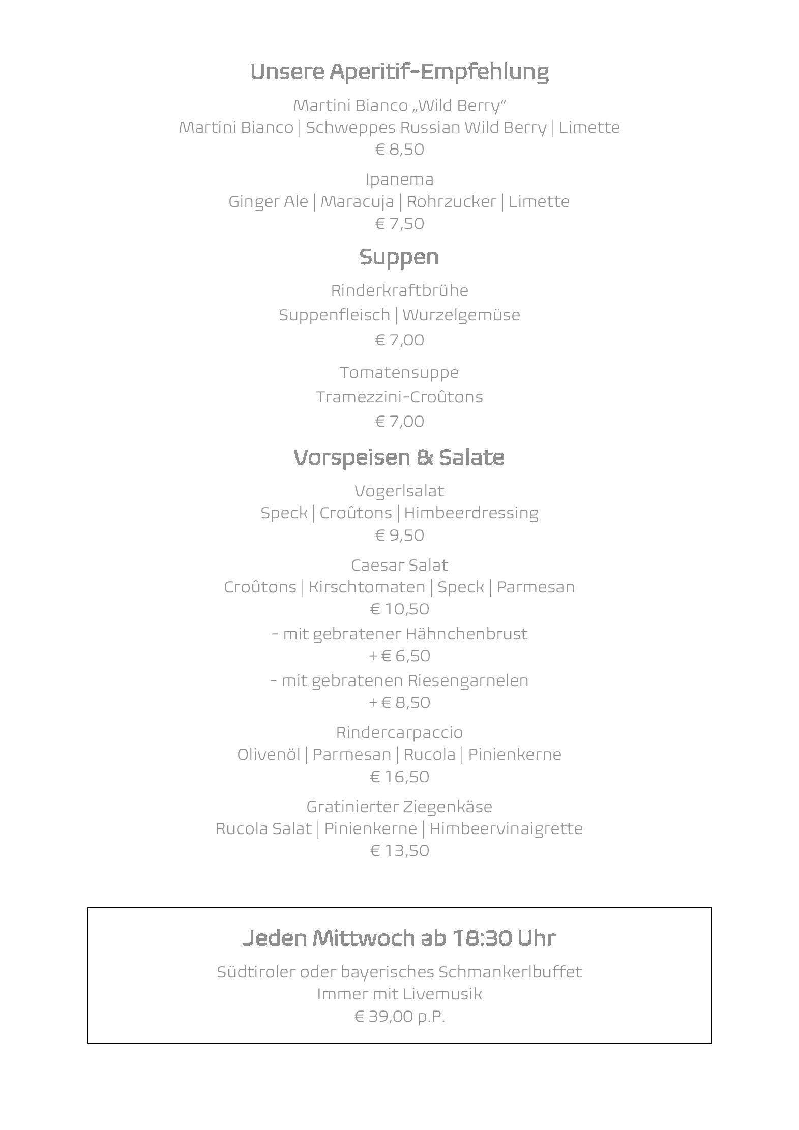 Speisekarte