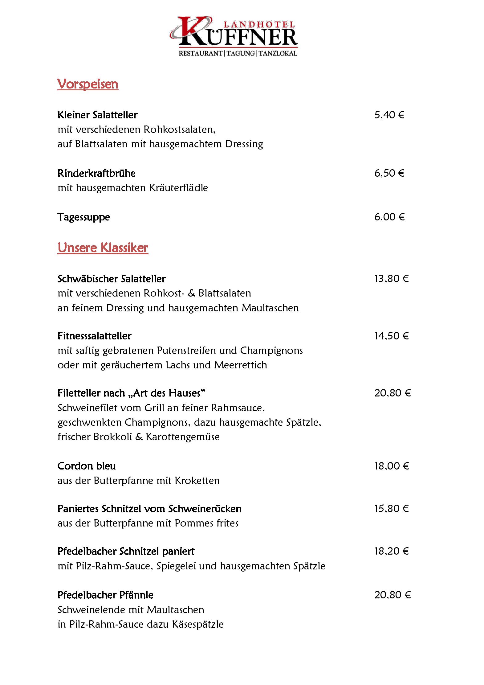 Speisekarte