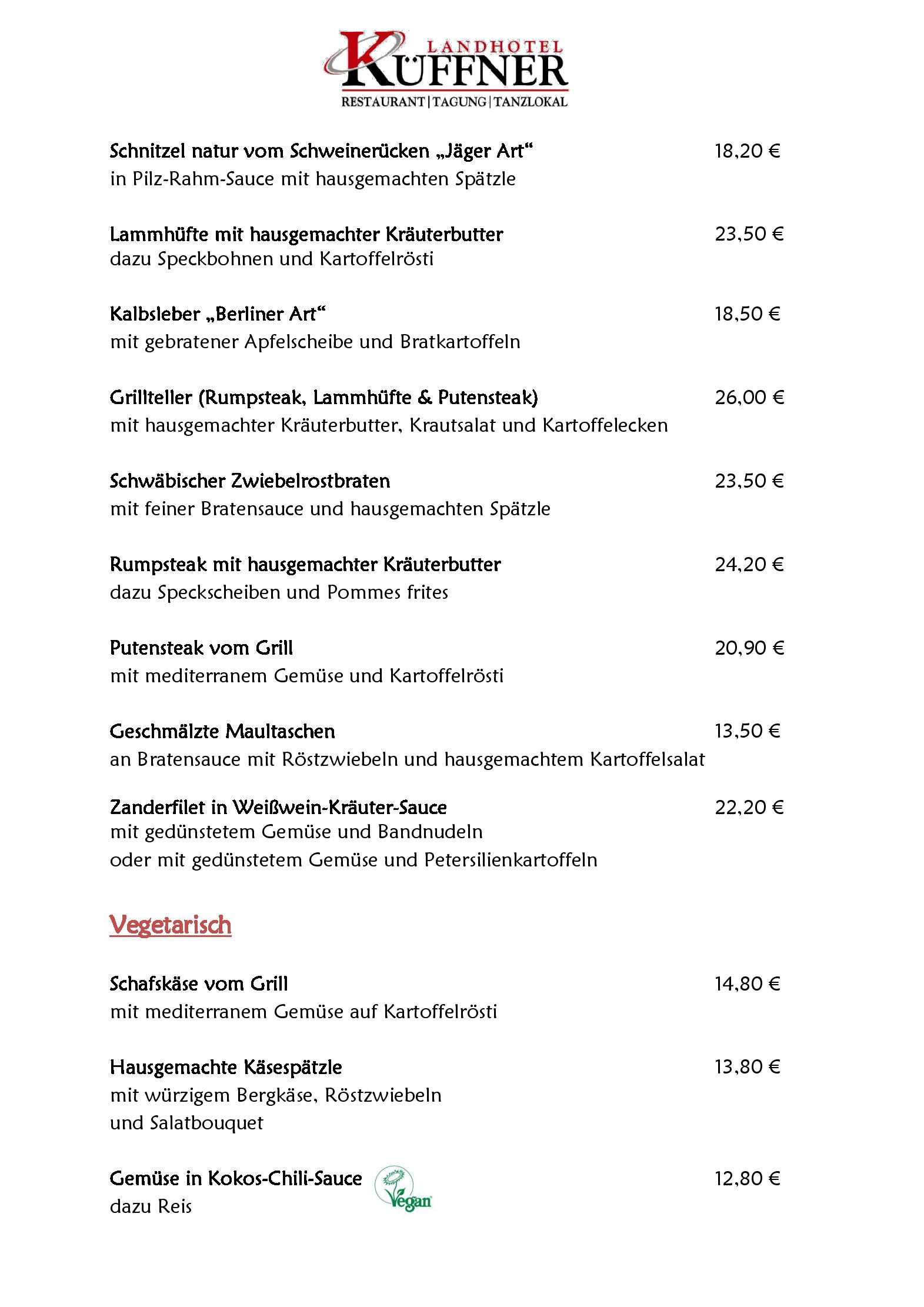 Speisekarte