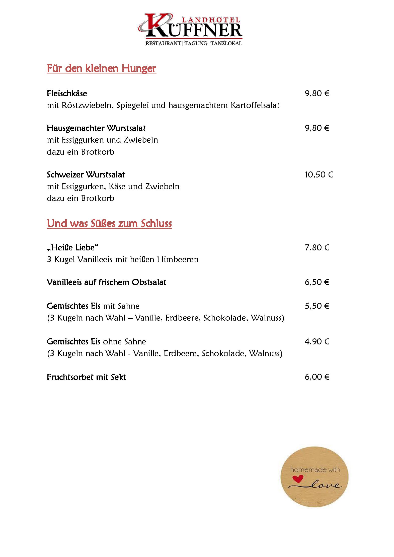 Speisekarte