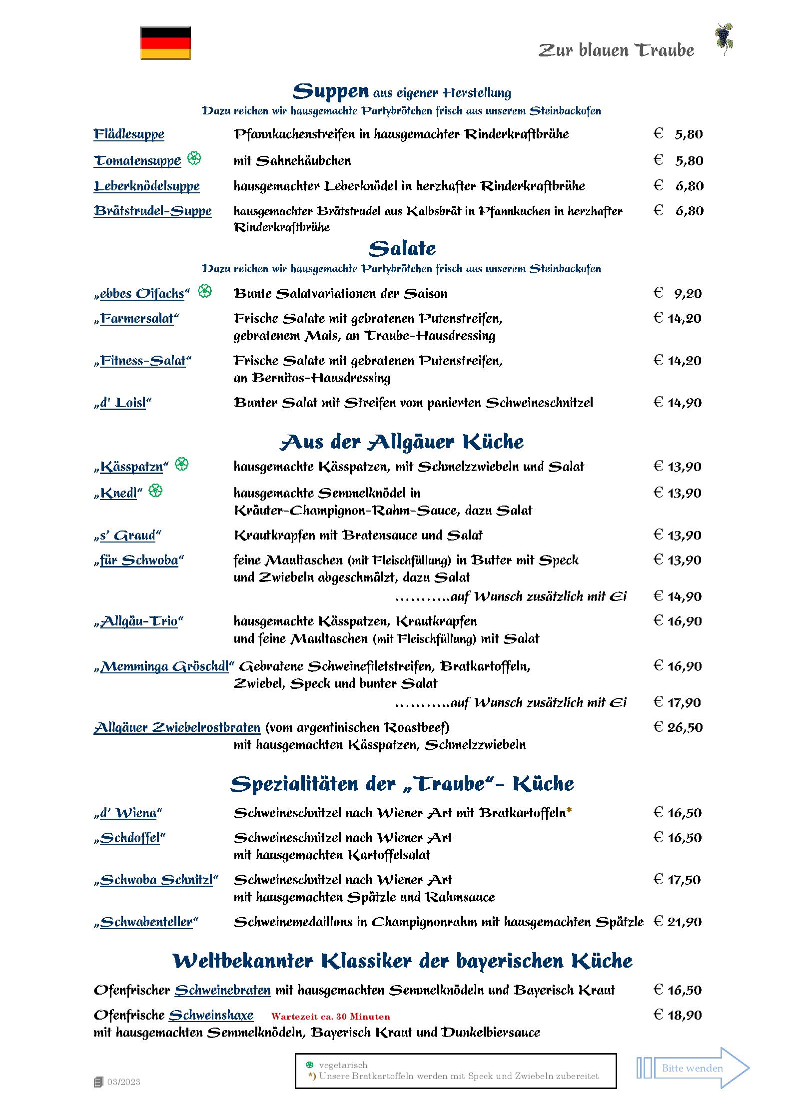Speisekarte