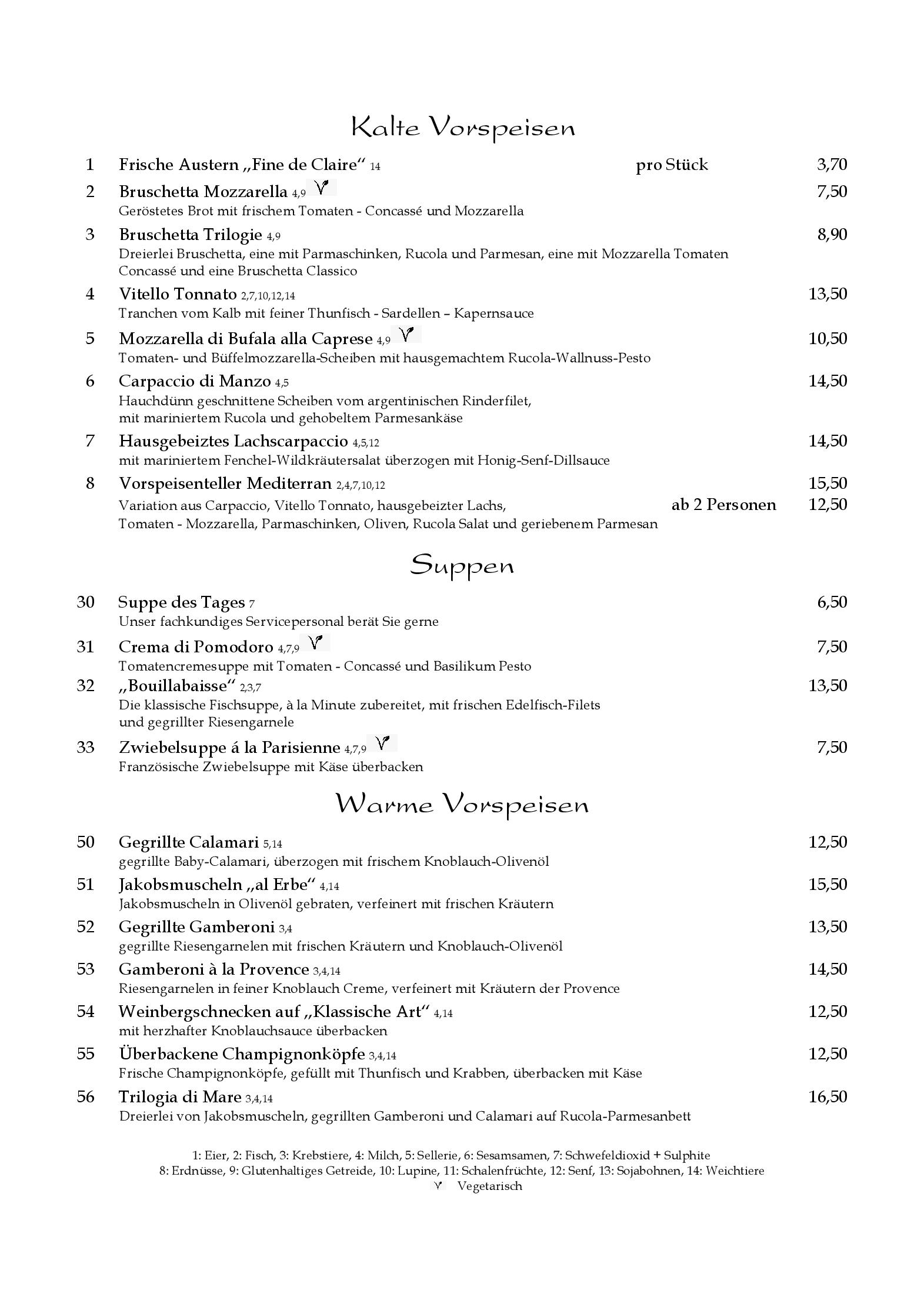 Speisekarte