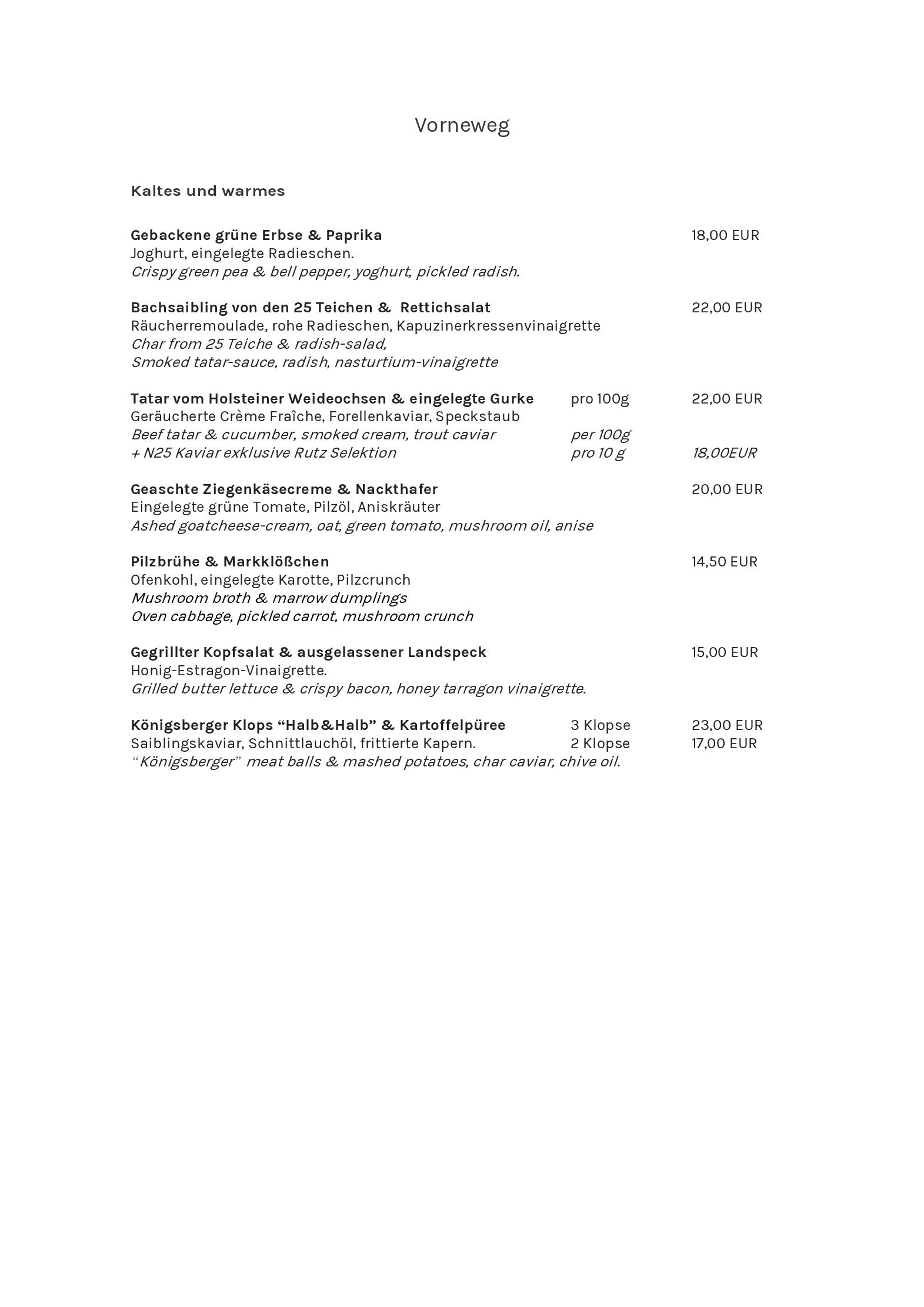 Speisekarte