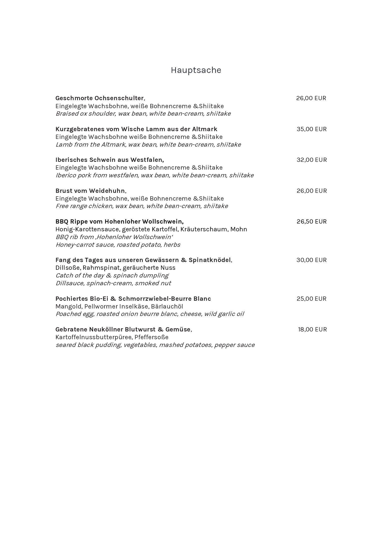 Speisekarte