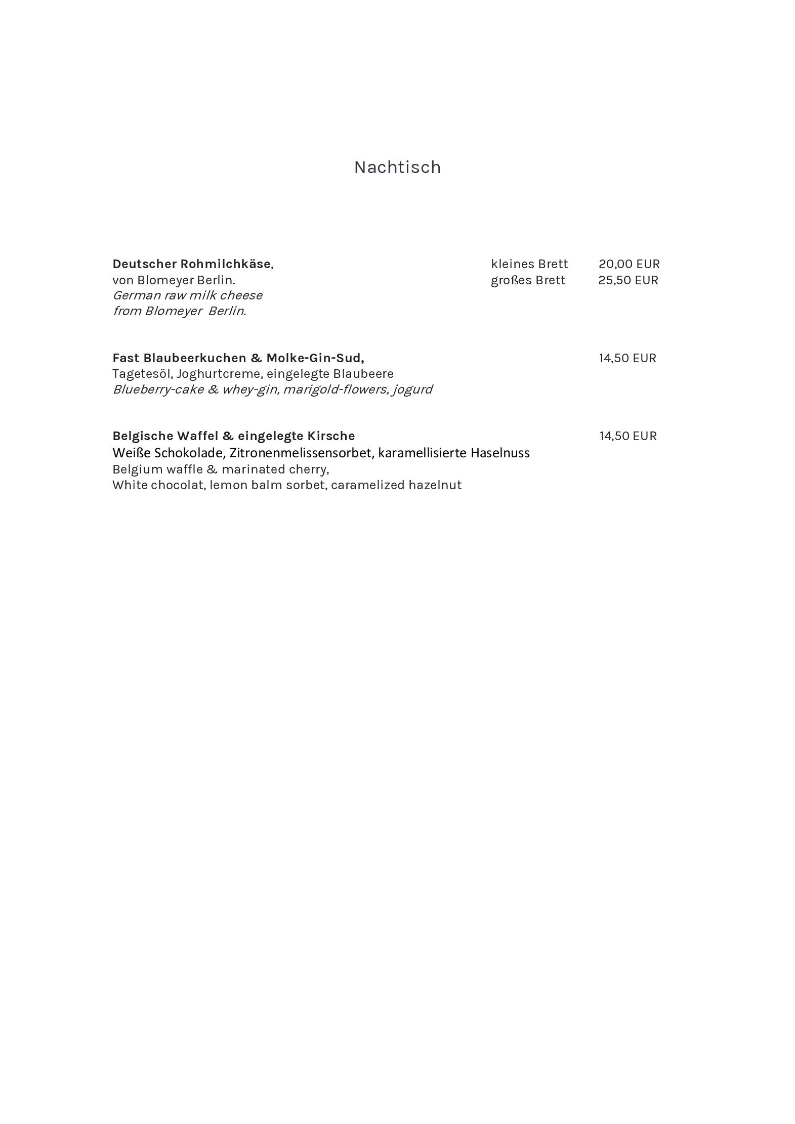 Speisekarte