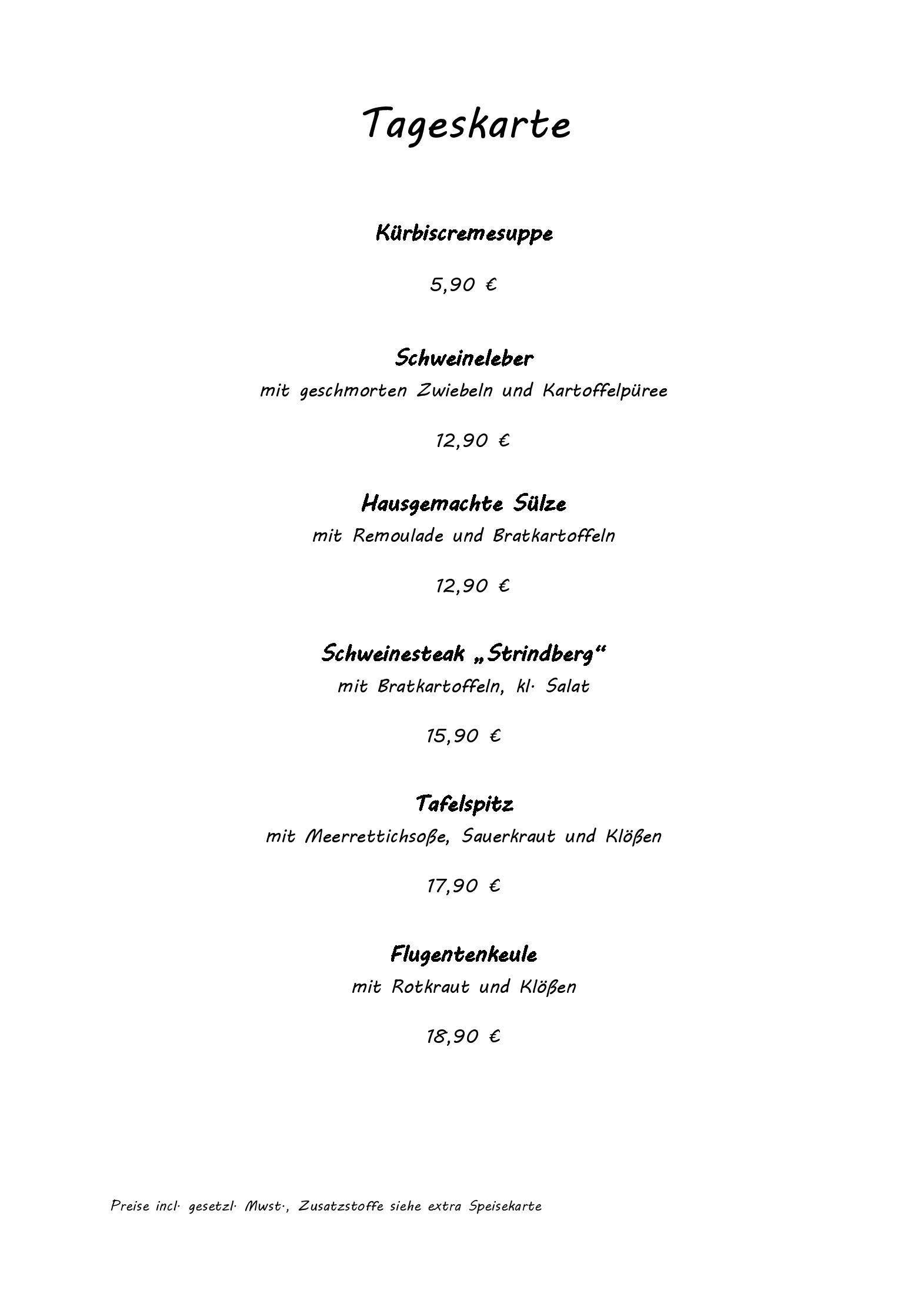 Speisekarte