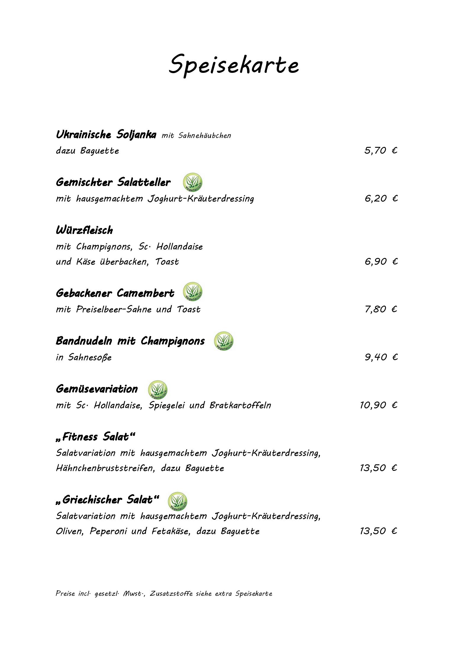 Speisekarte