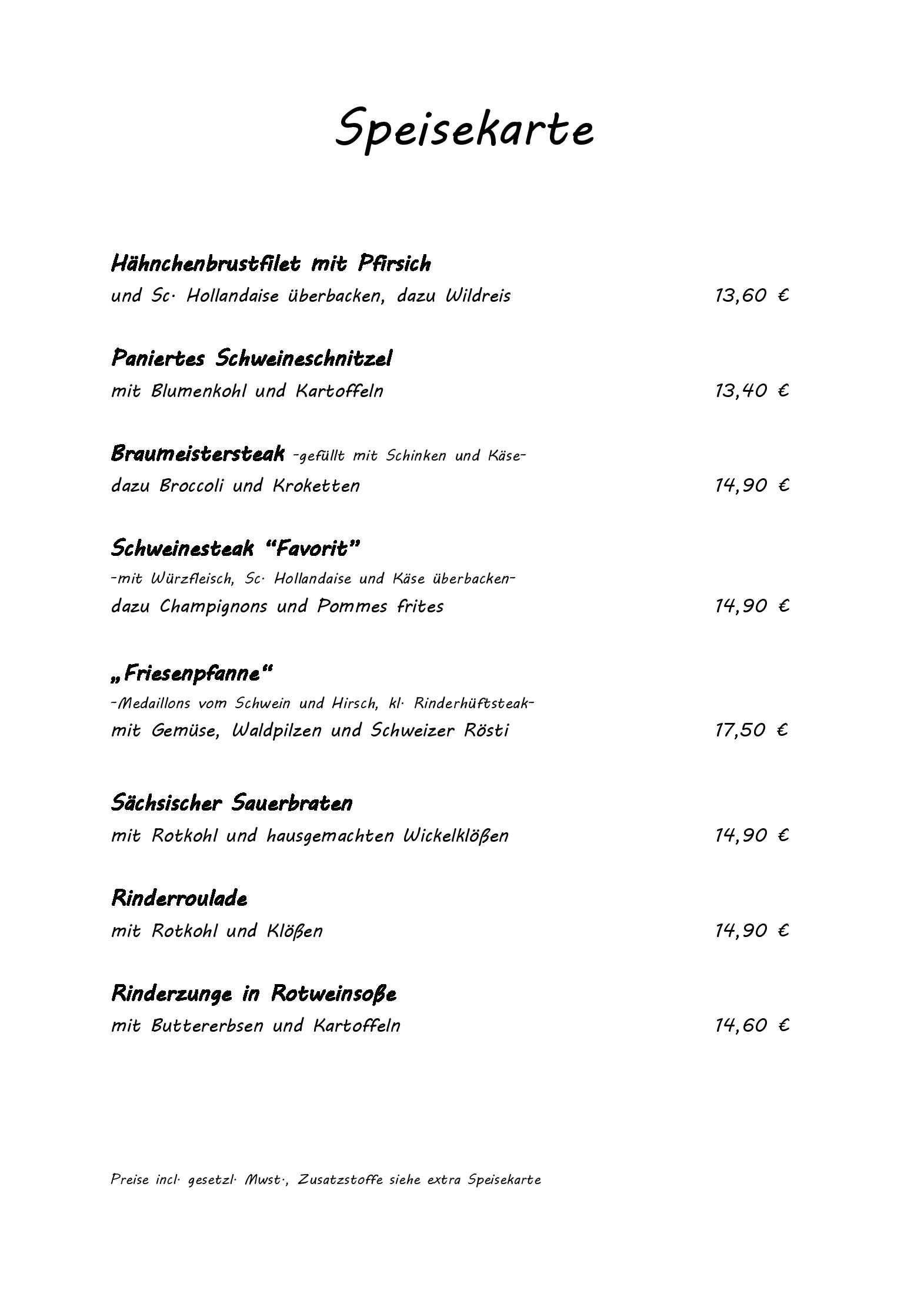 Speisekarte