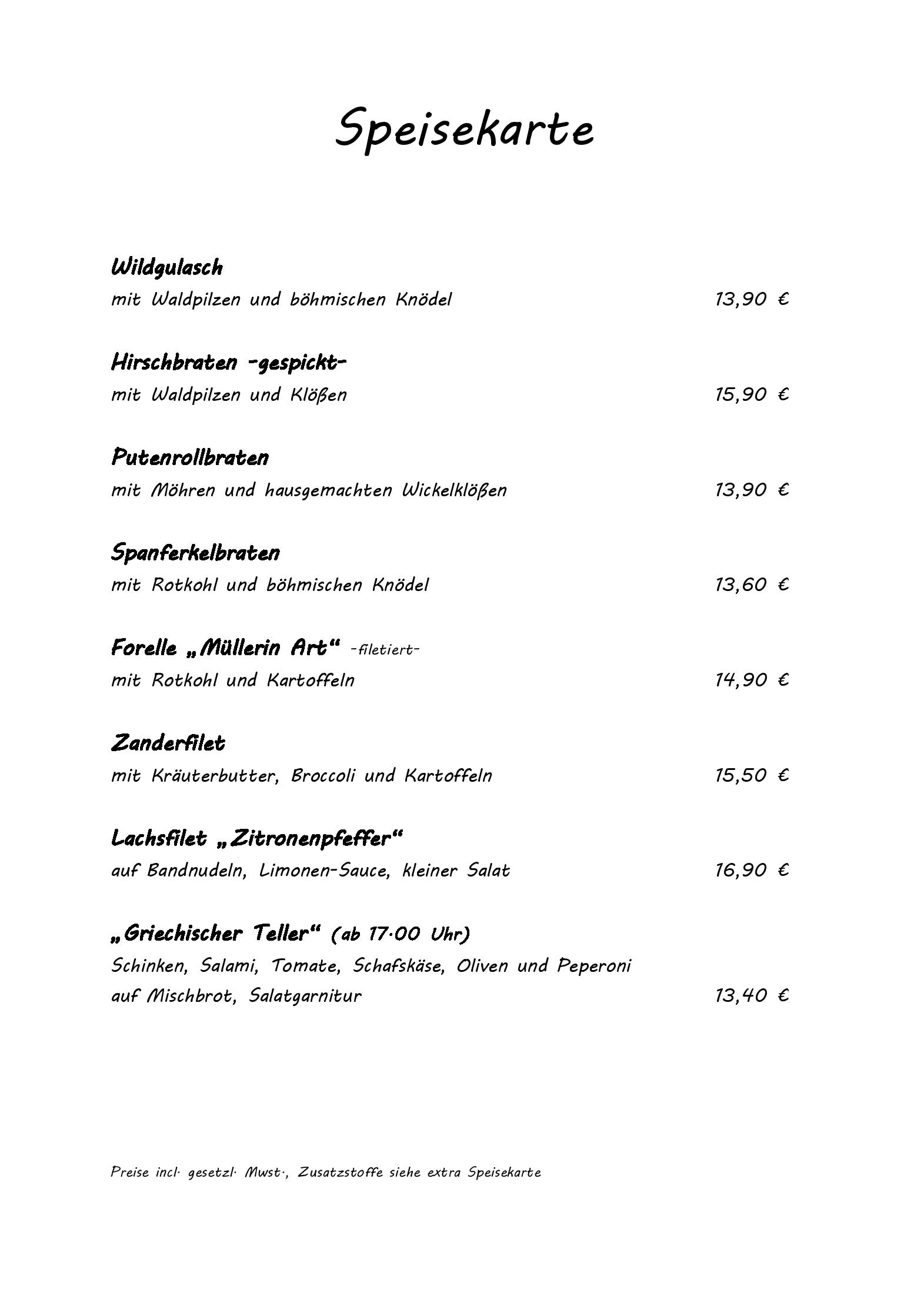 Speisekarte
