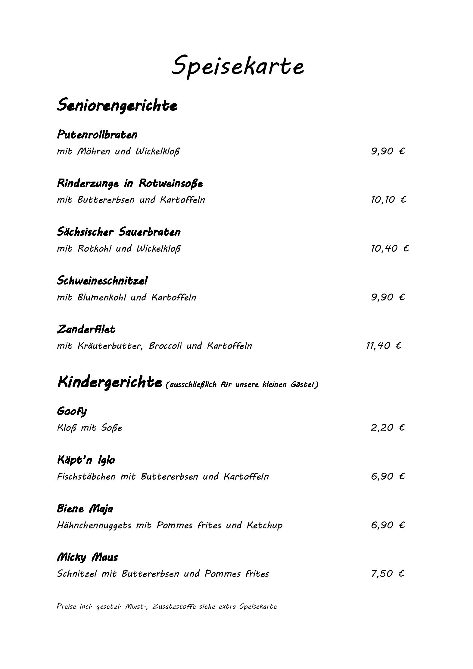 Speisekarte