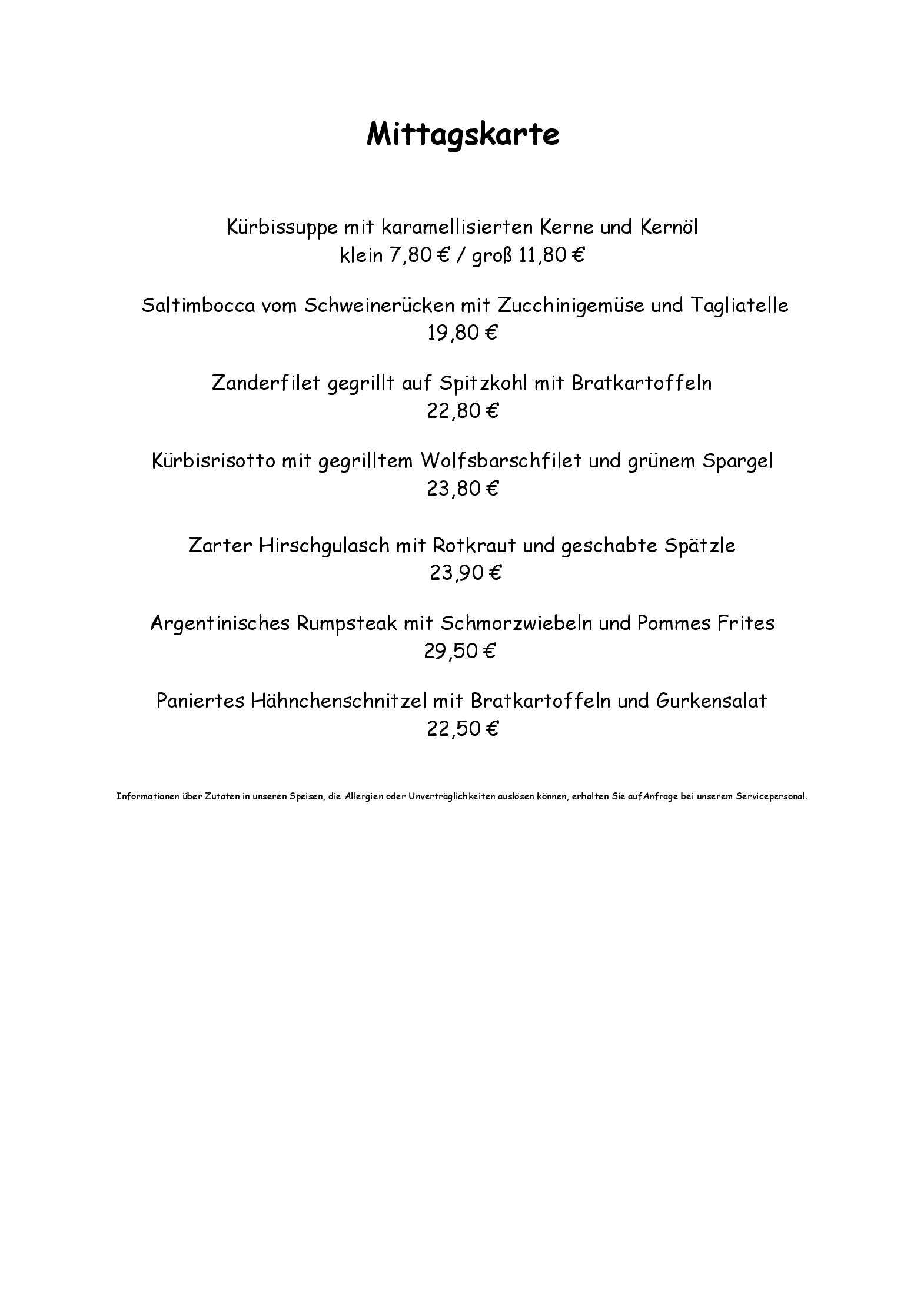 Speisekarte