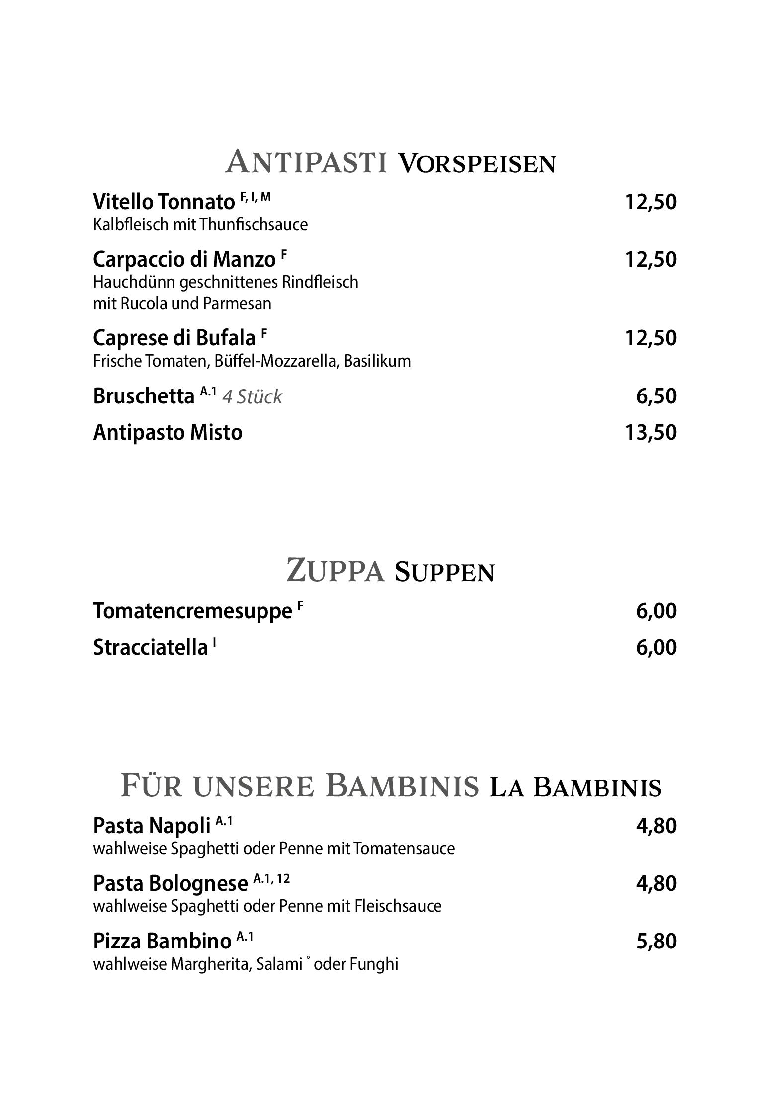 Speisekarte