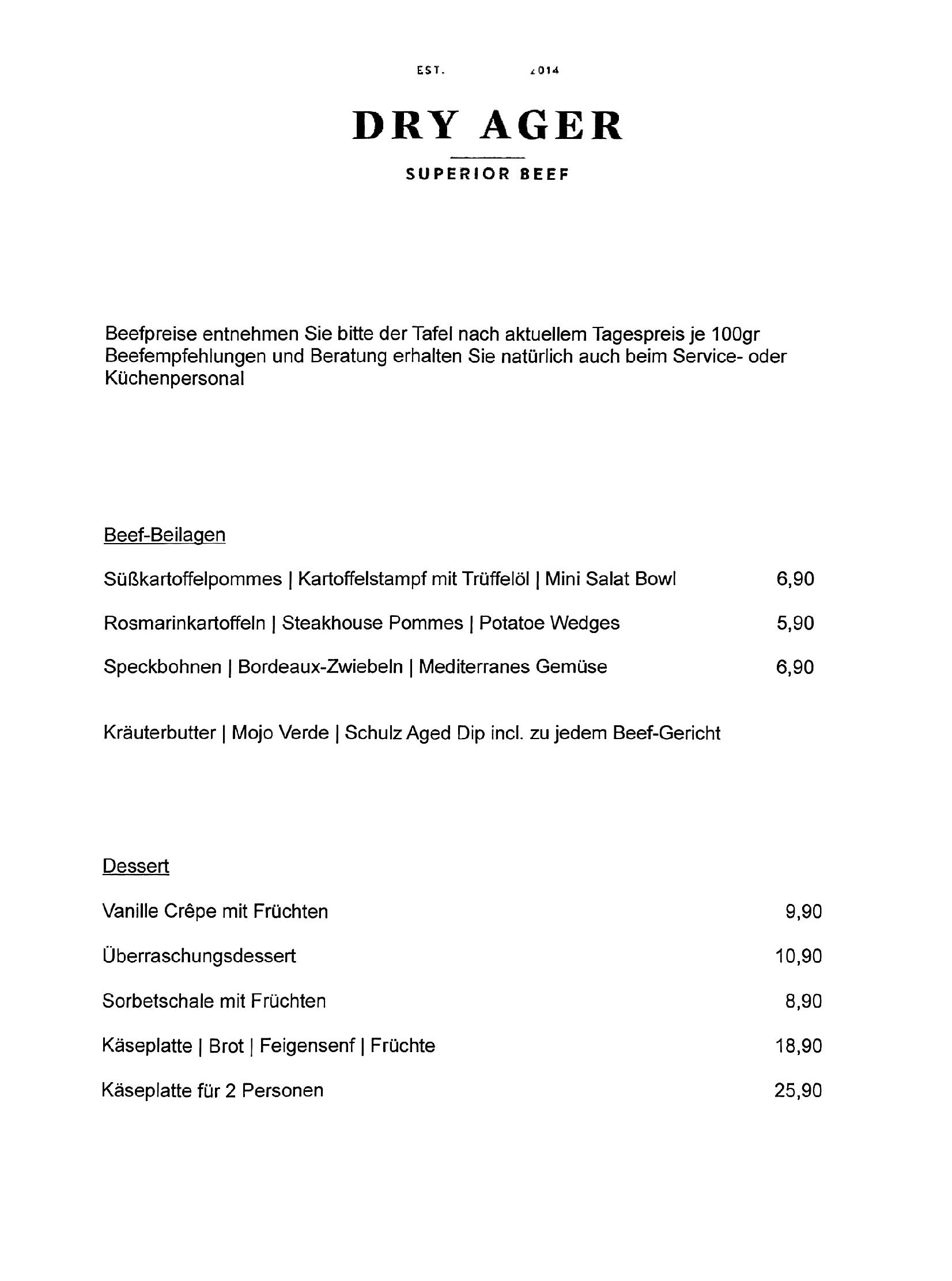 Speisekarte
