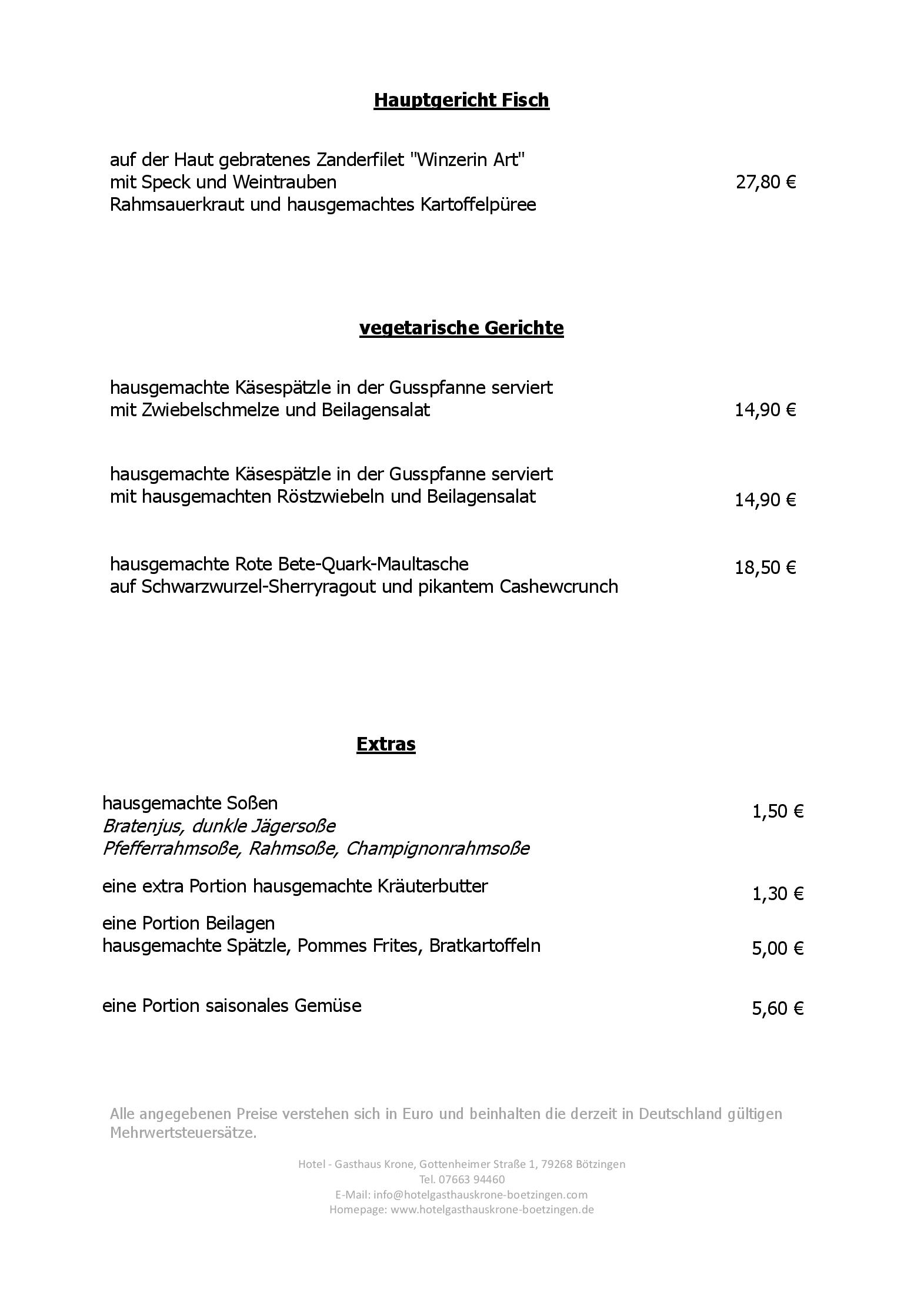 Speisekarte