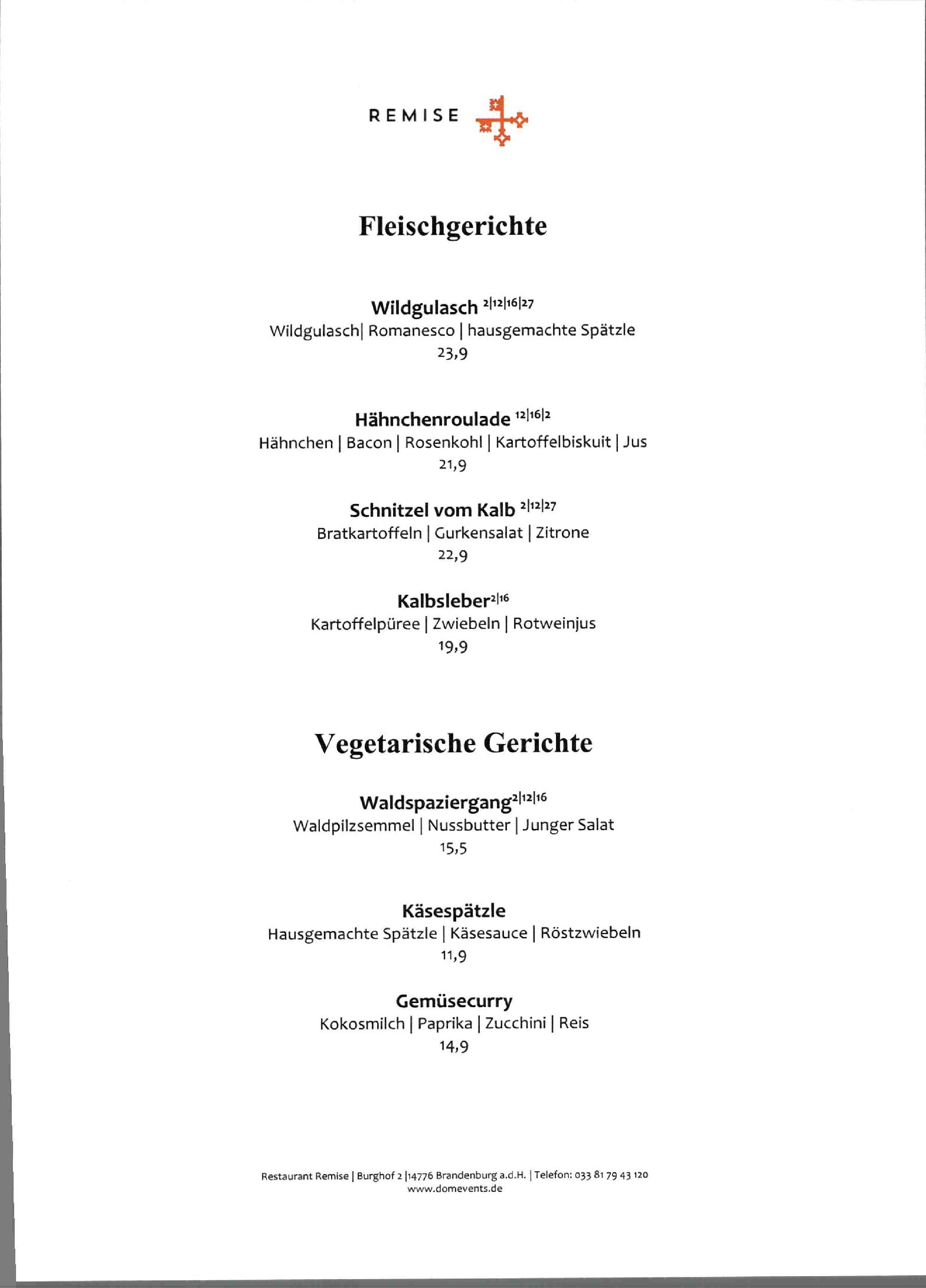 Speisekarte