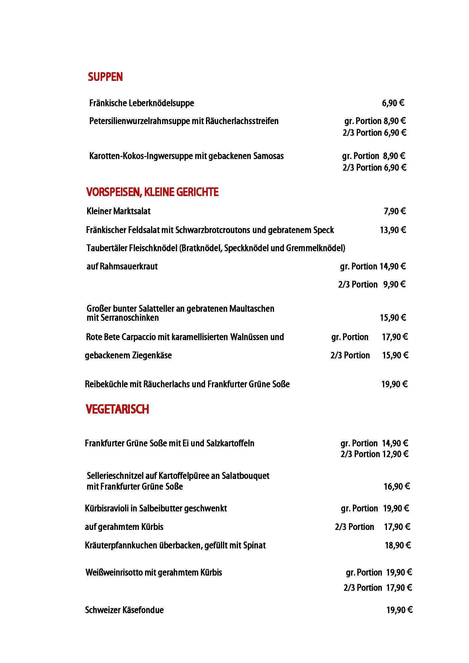 Speisekarte