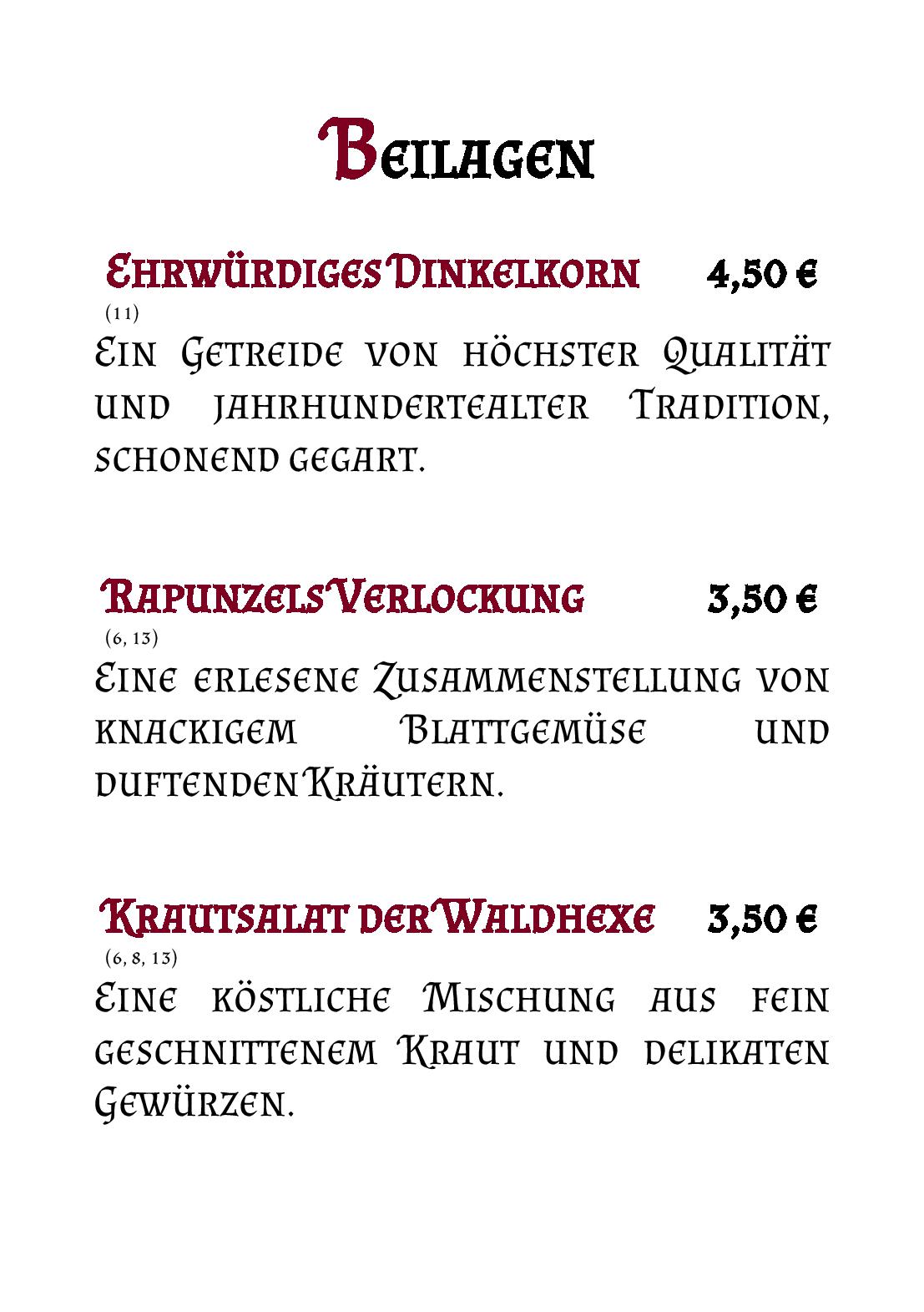 Speisekarte