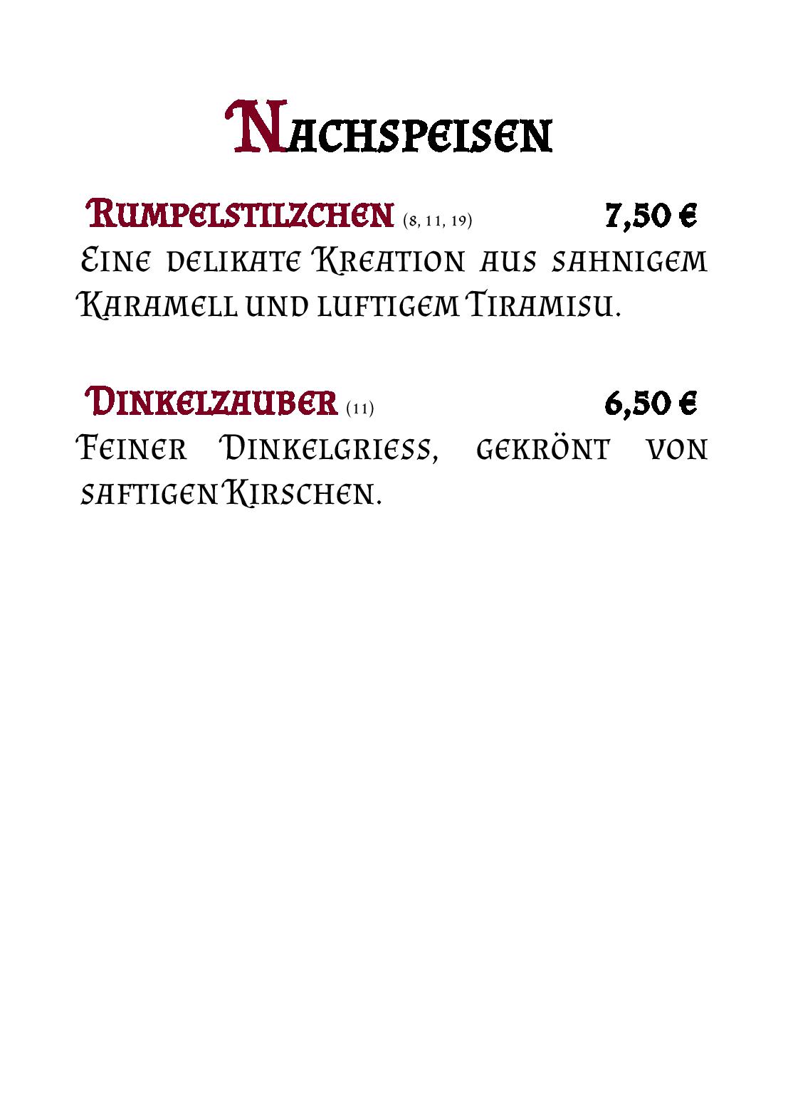 Speisekarte