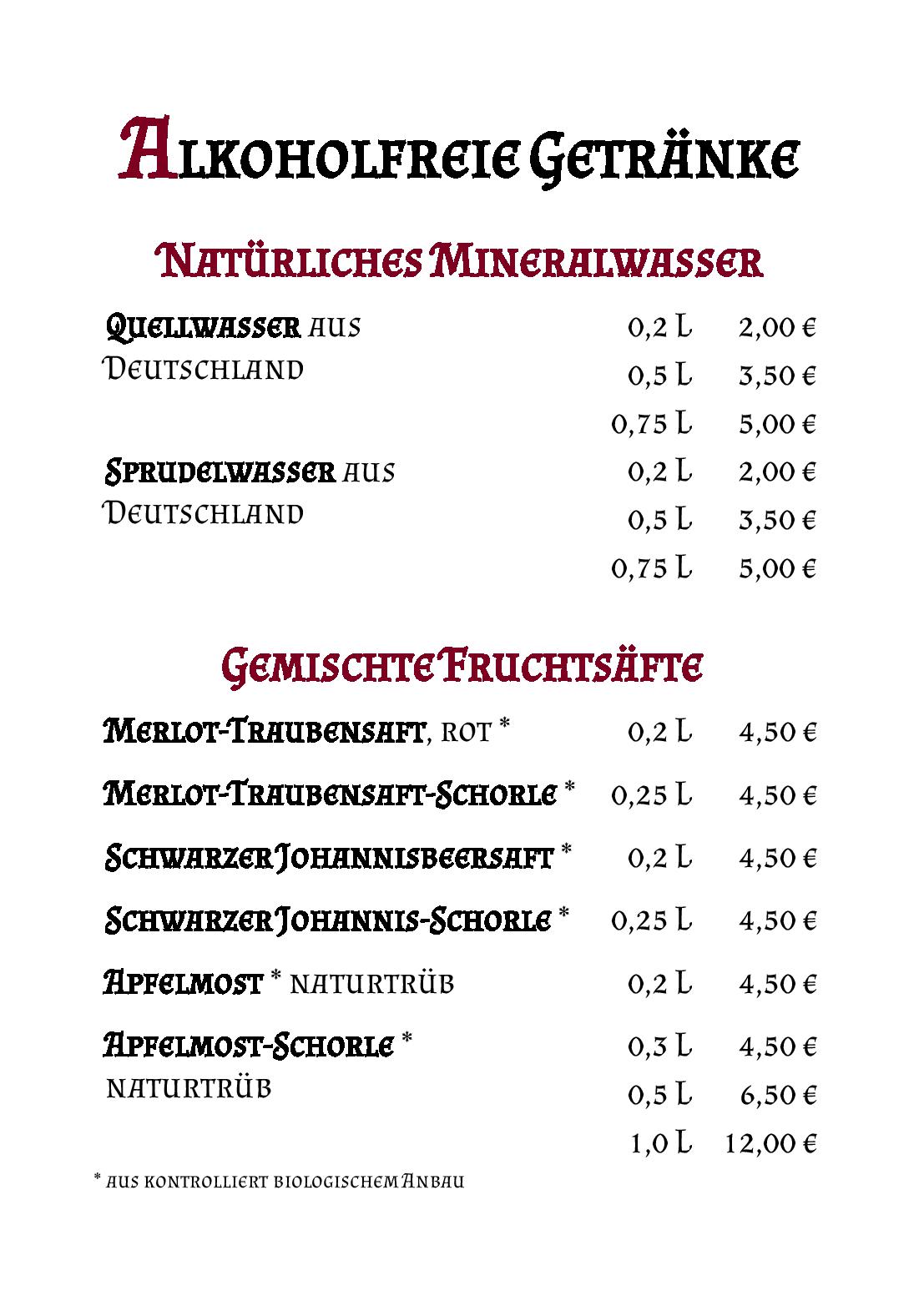 Speisekarte