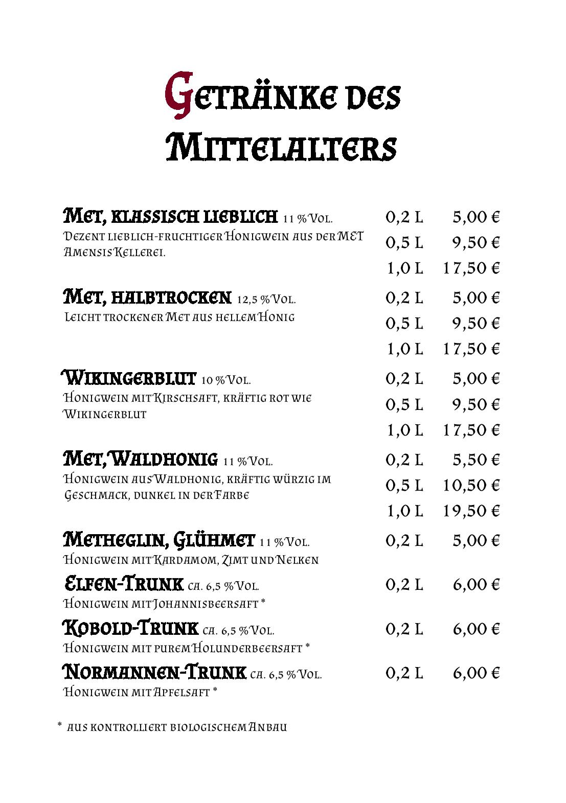 Speisekarte