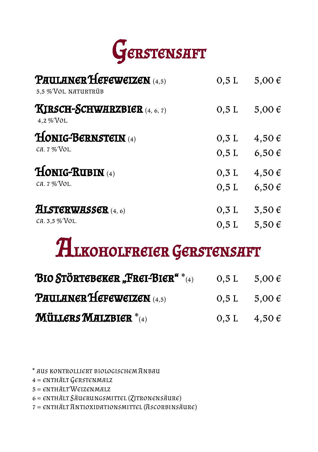 Speisekarte