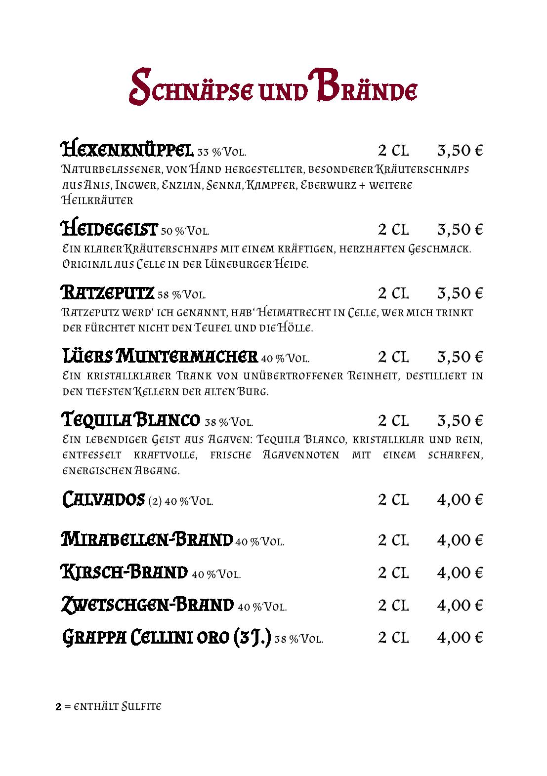 Speisekarte