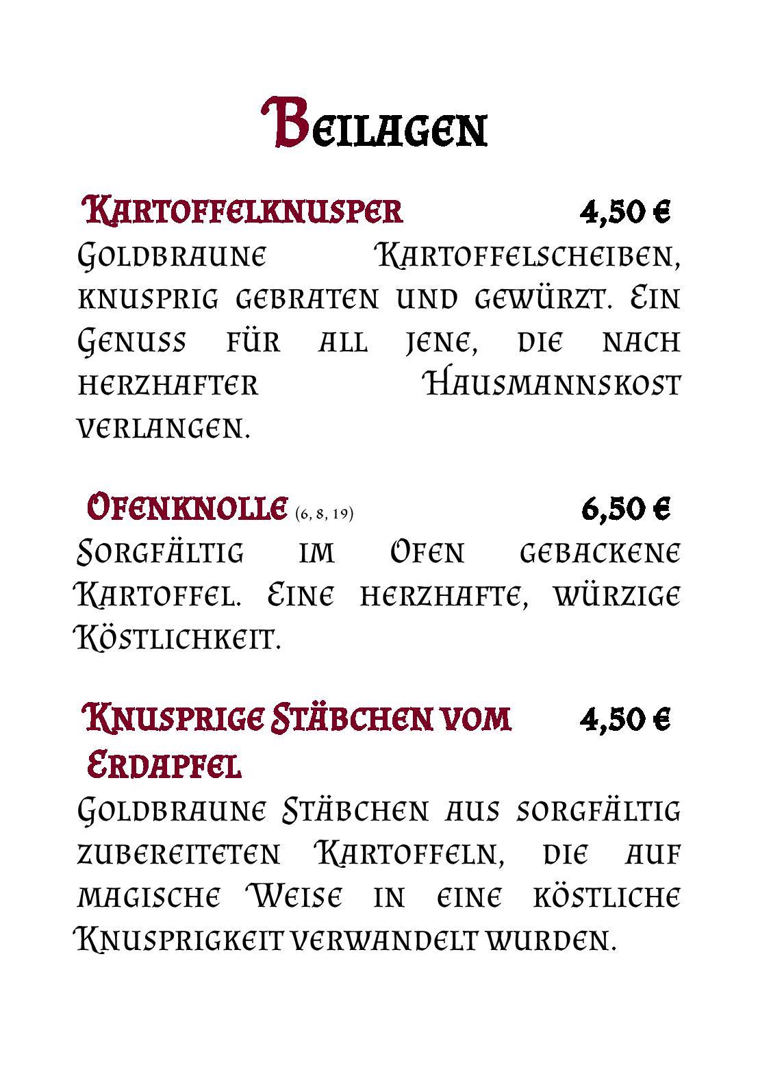 Speisekarte