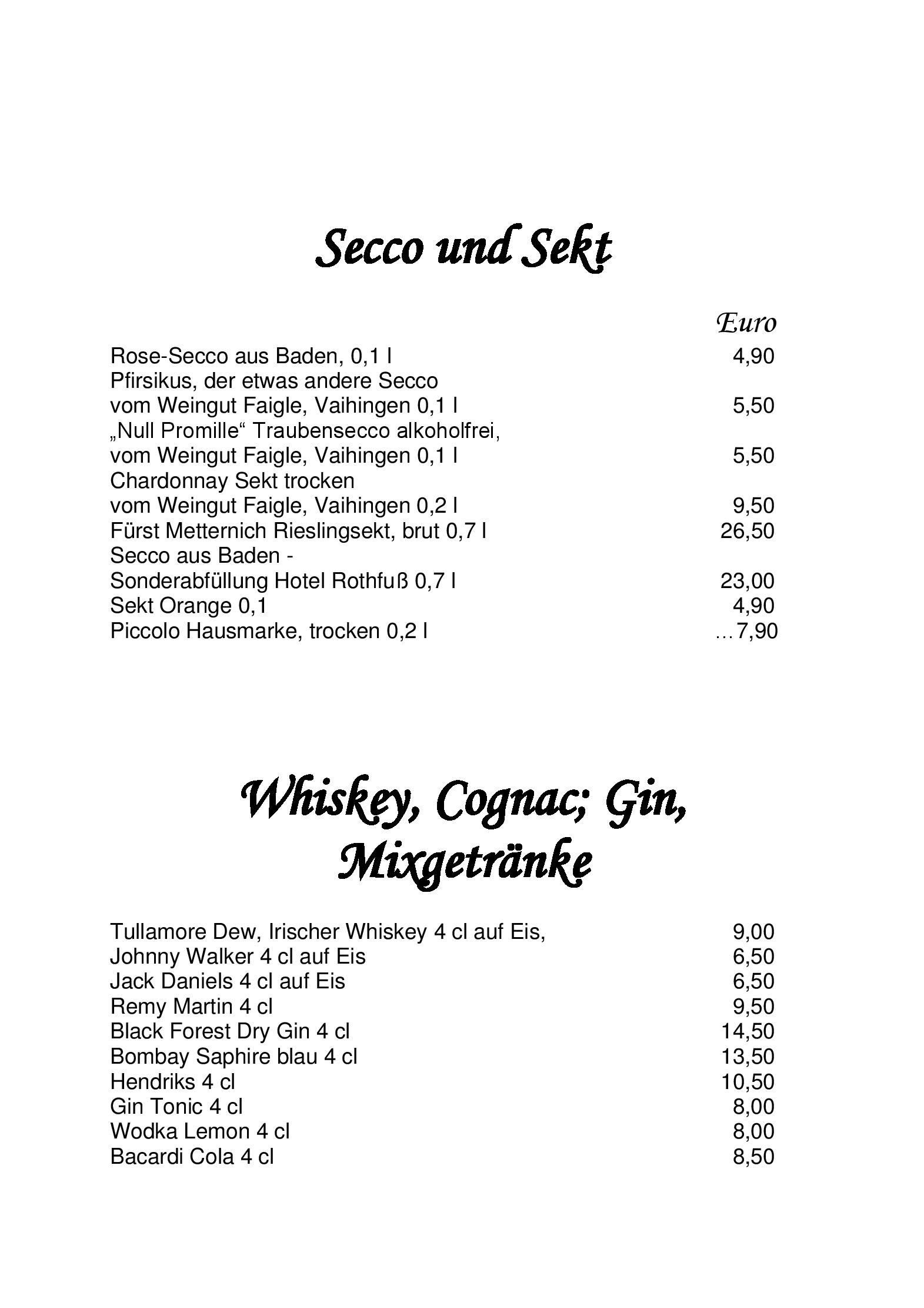 Speisekarte