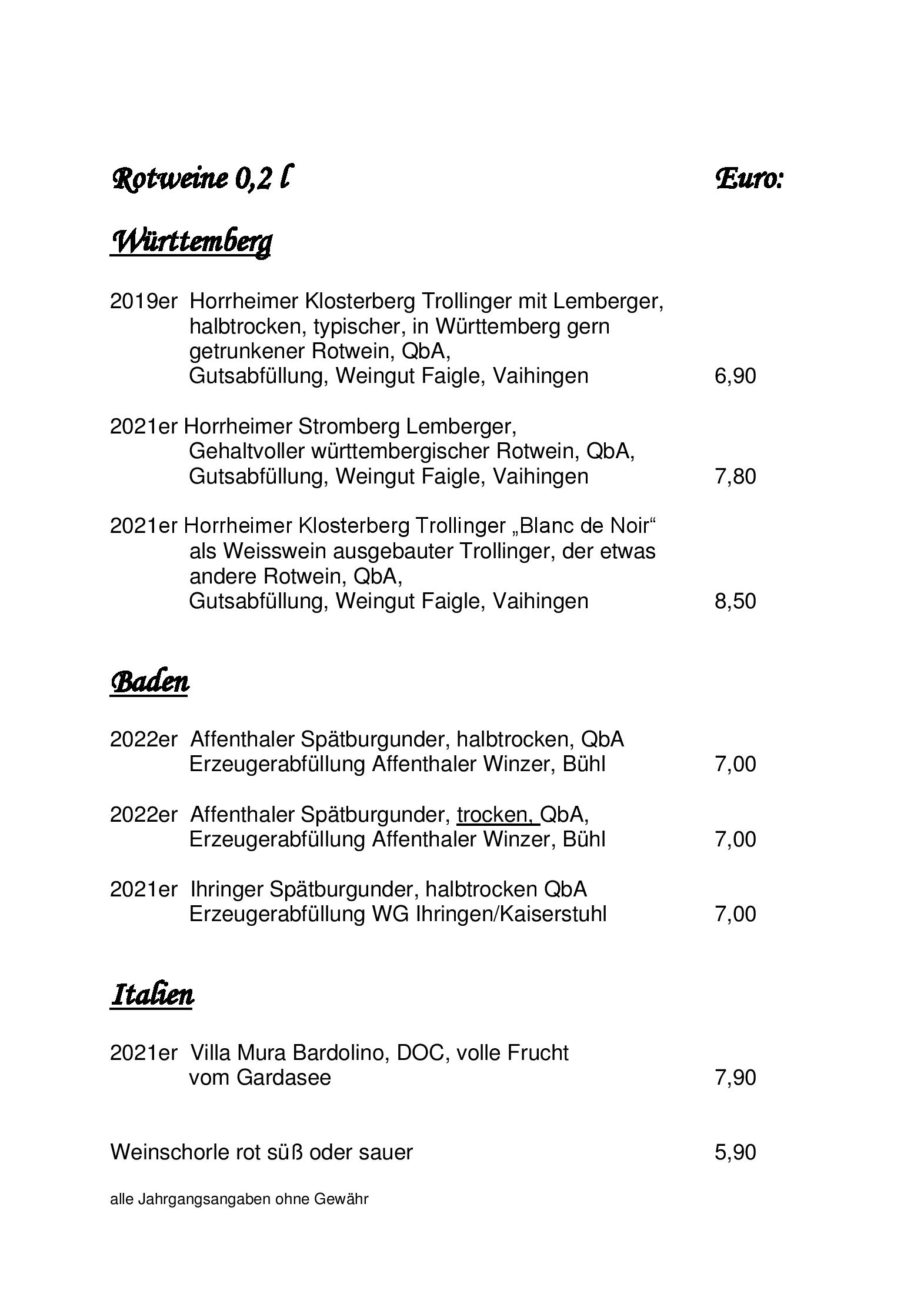 Speisekarte