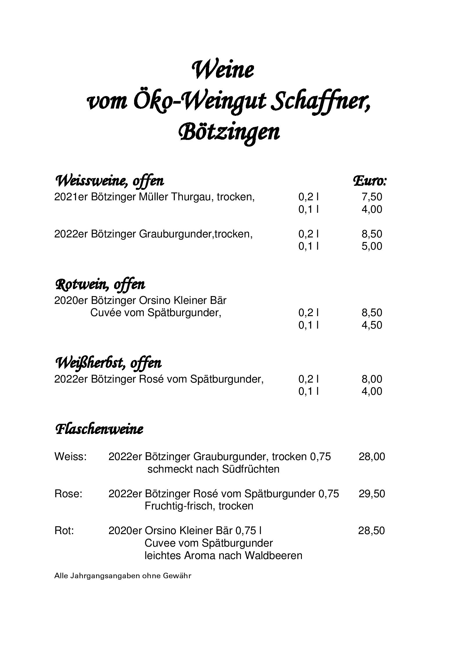 Speisekarte