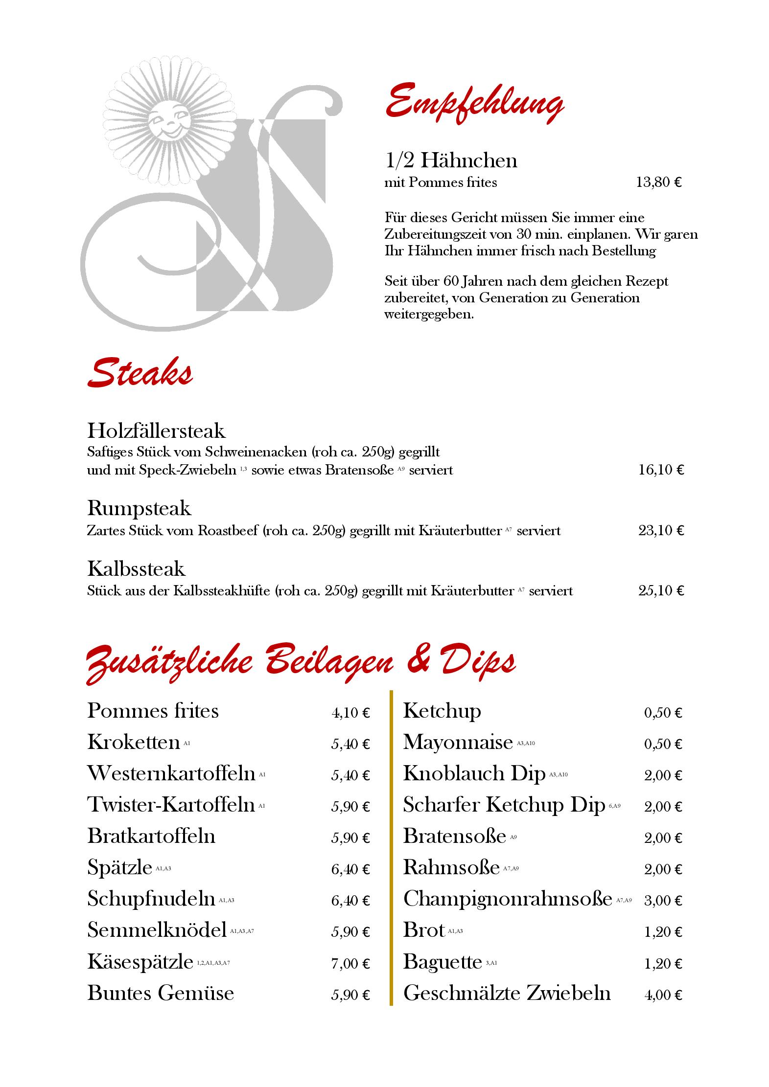Speisekarte