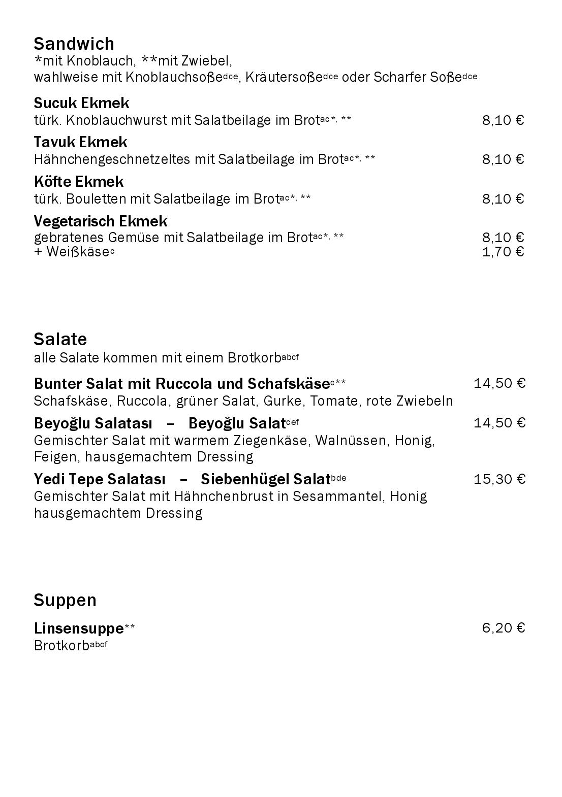 Speisekarte