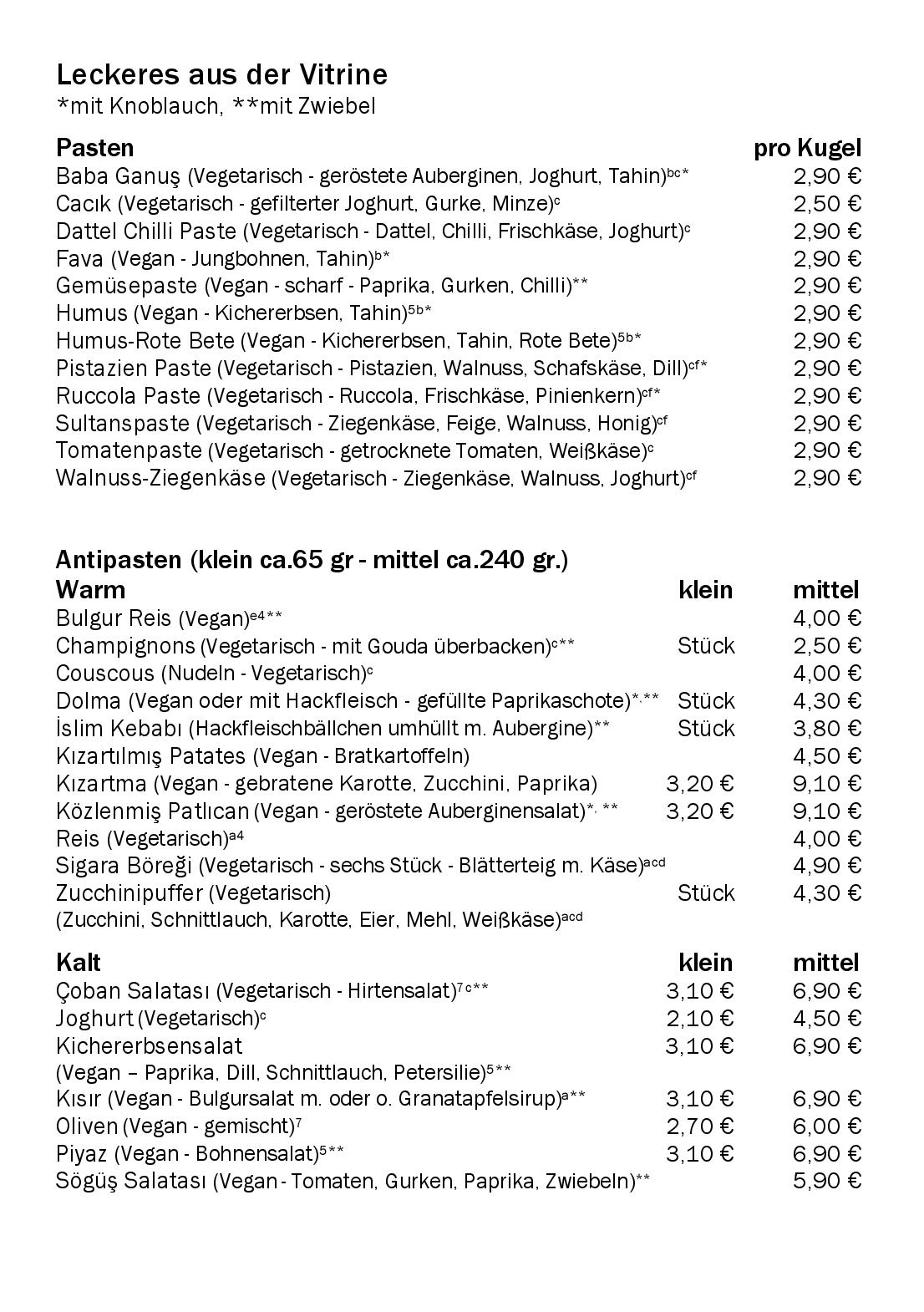 Speisekarte
