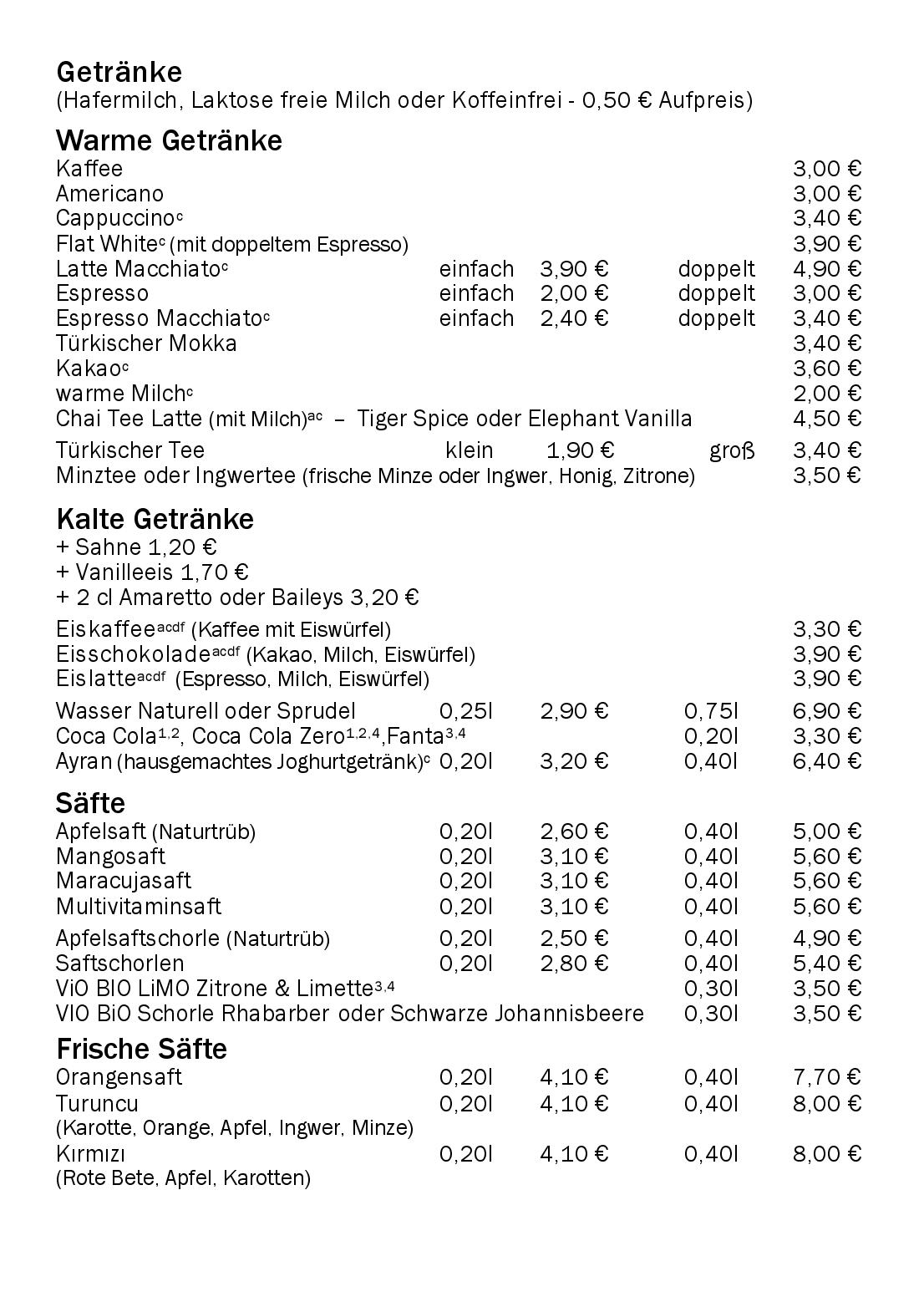 Speisekarte