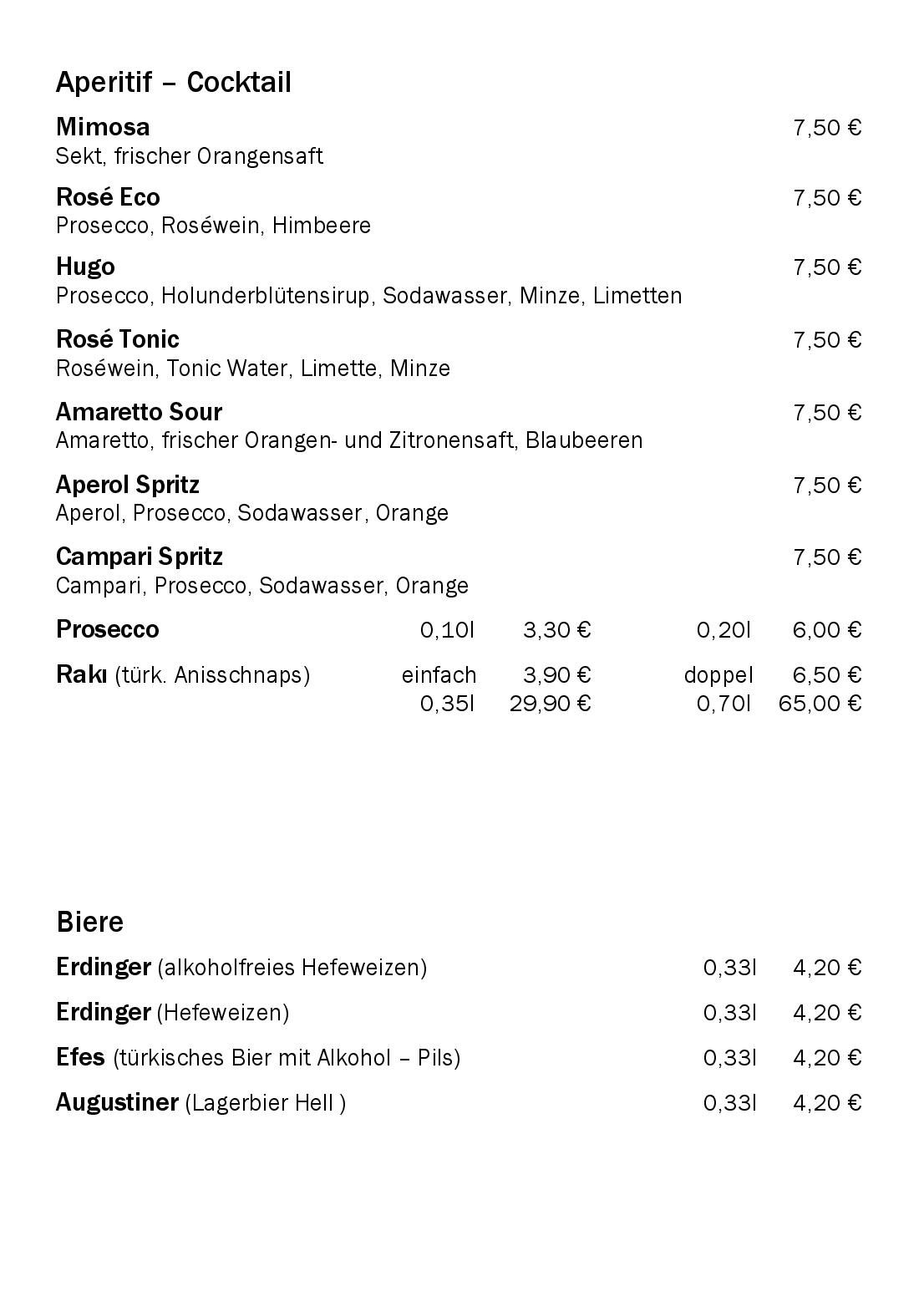 Speisekarte
