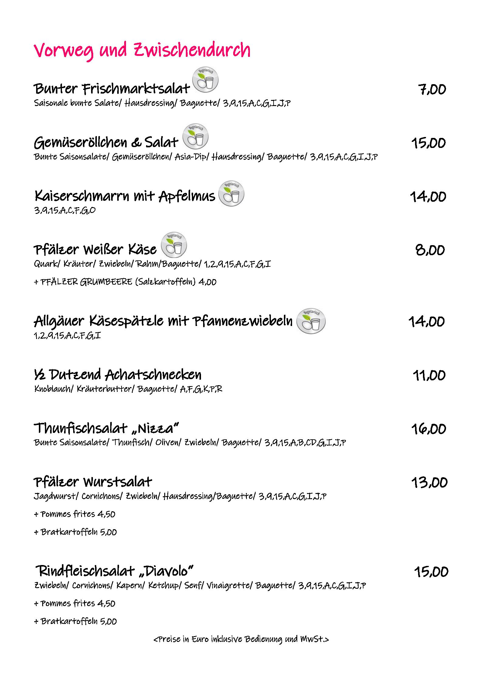 Speisekarte