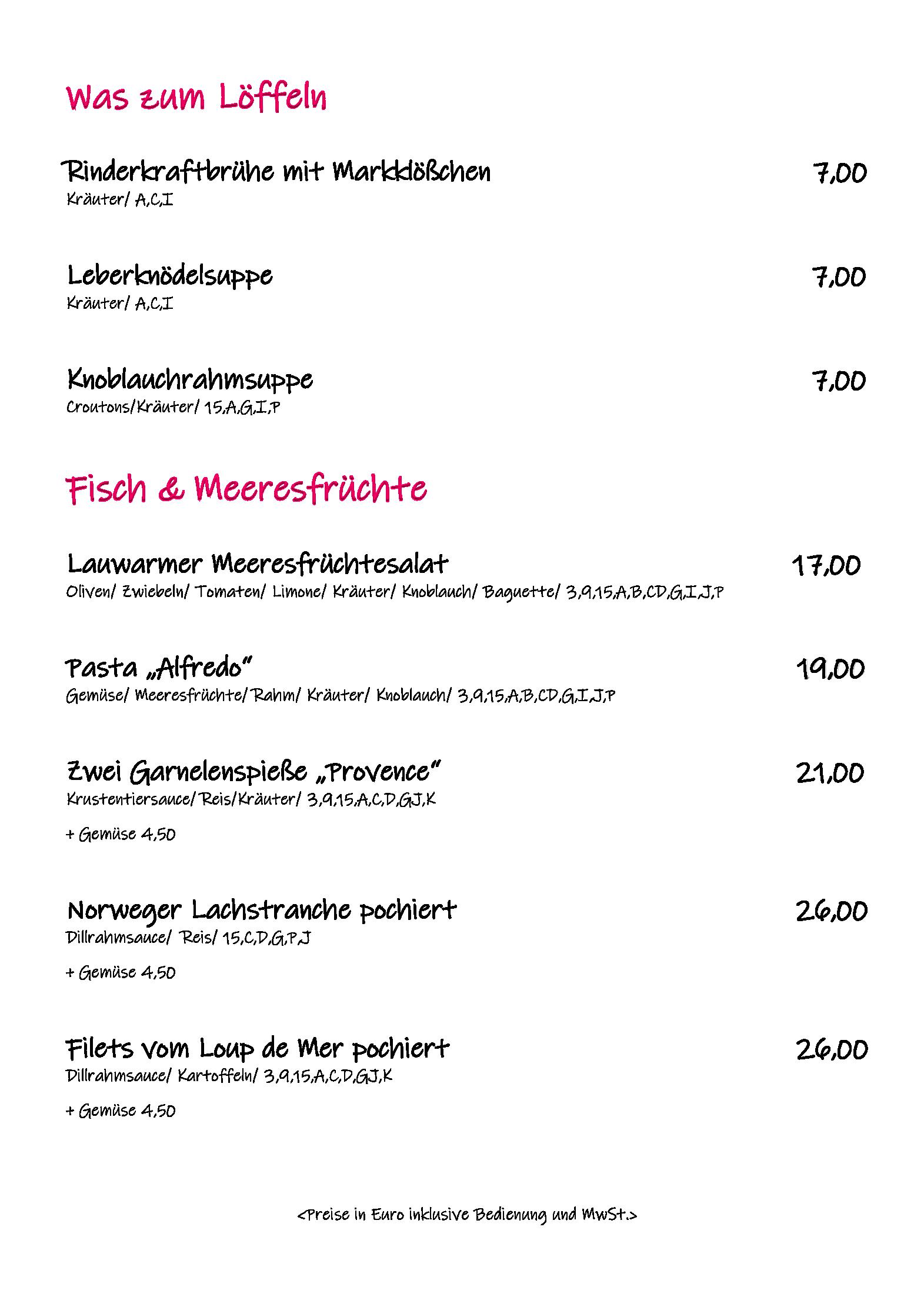 Speisekarte