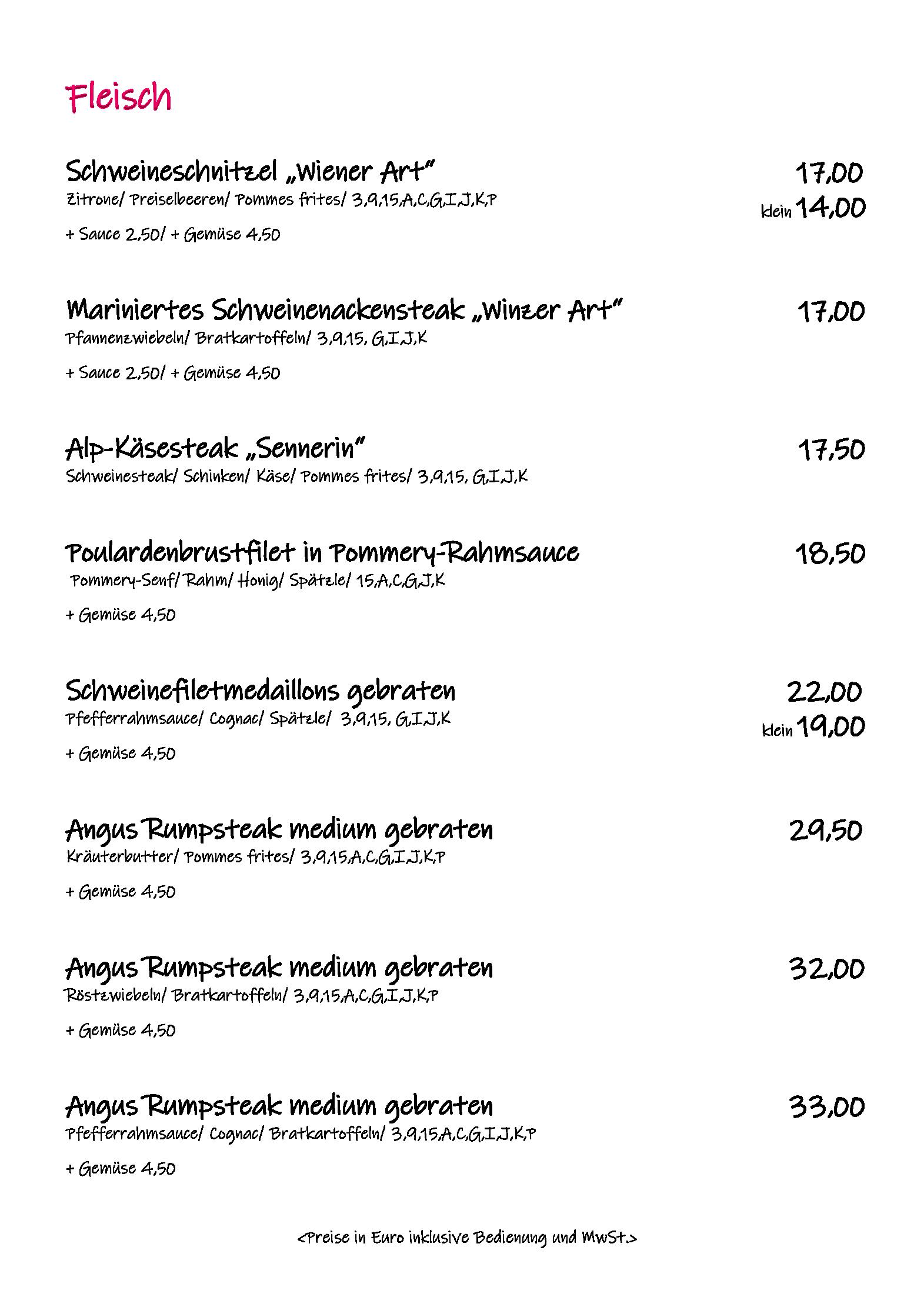 Speisekarte