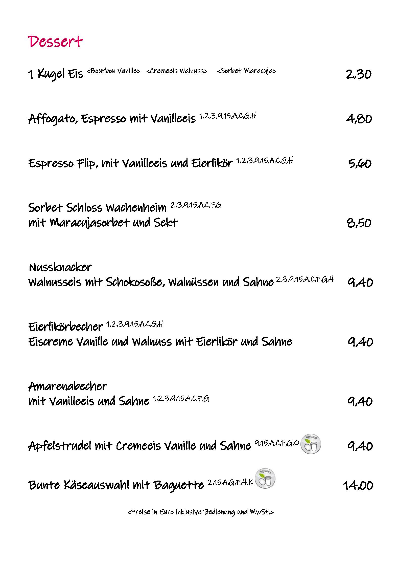 Speisekarte