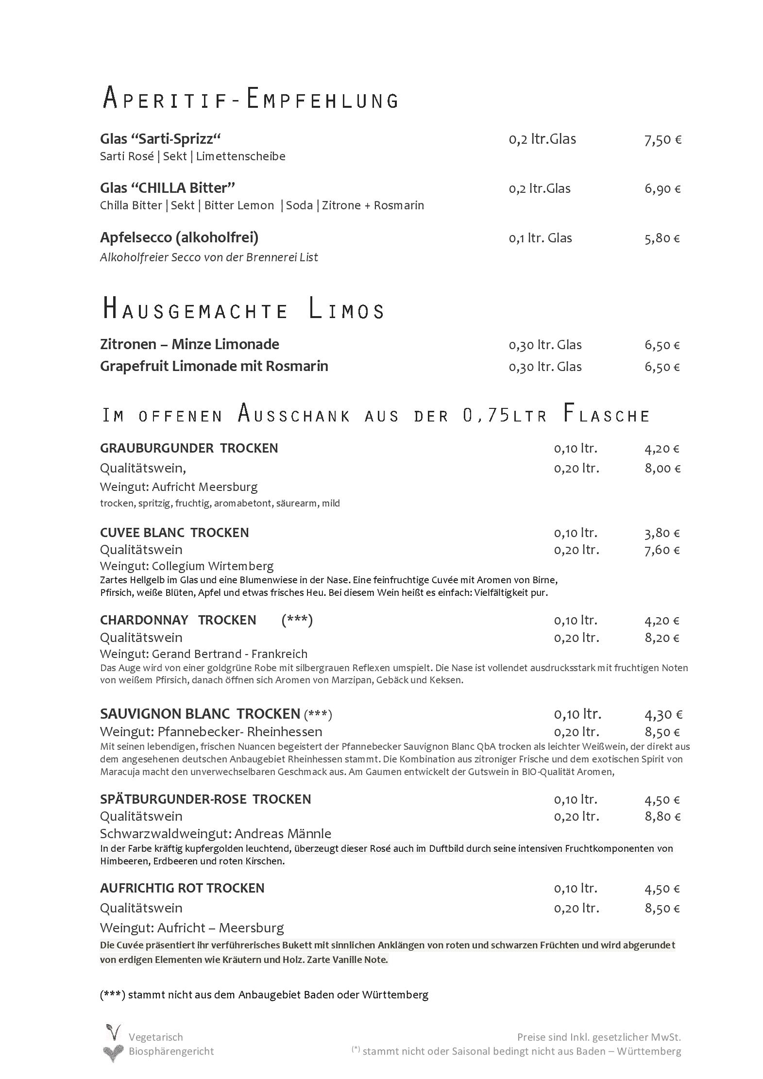 Speisekarte
