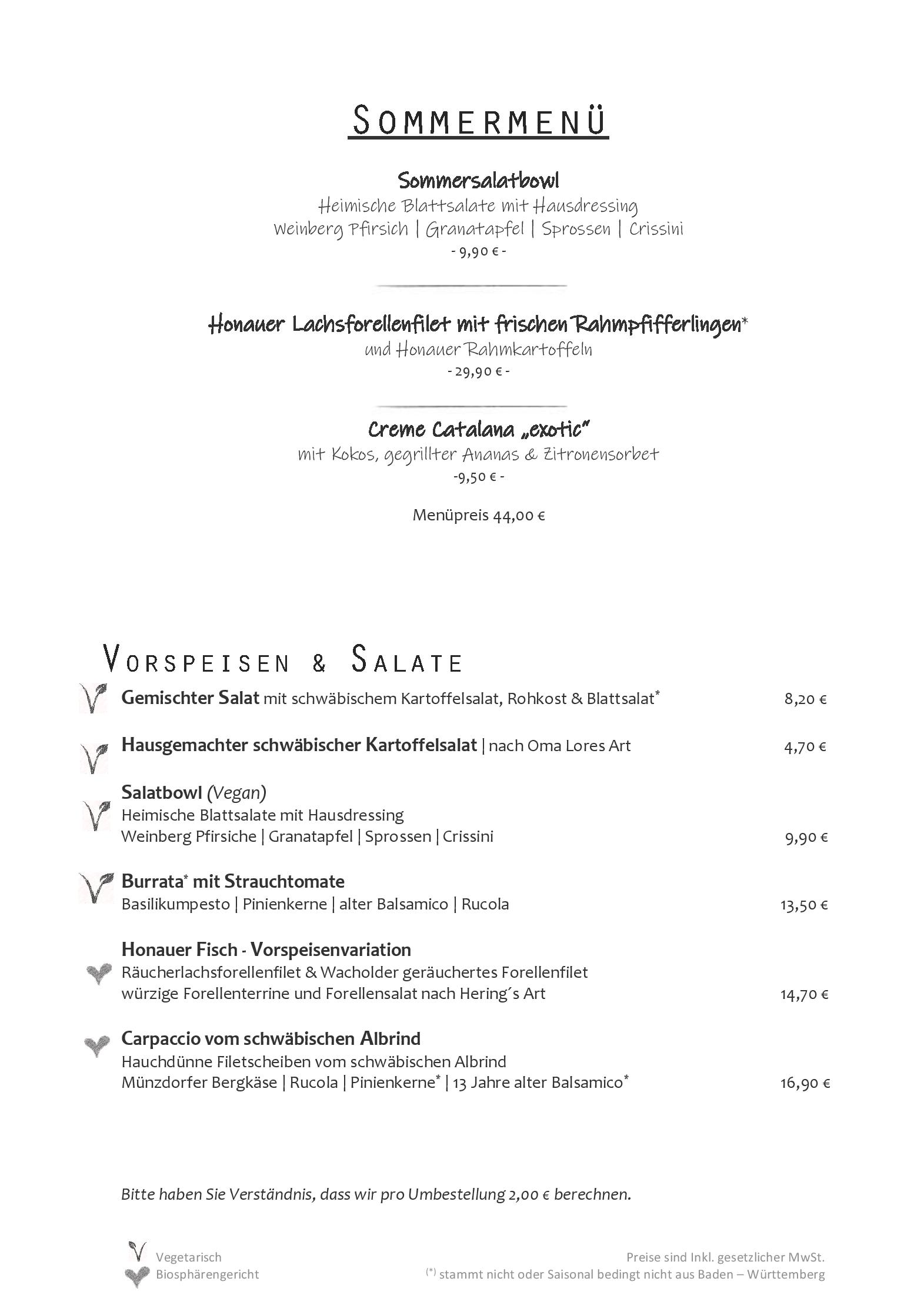 Speisekarte