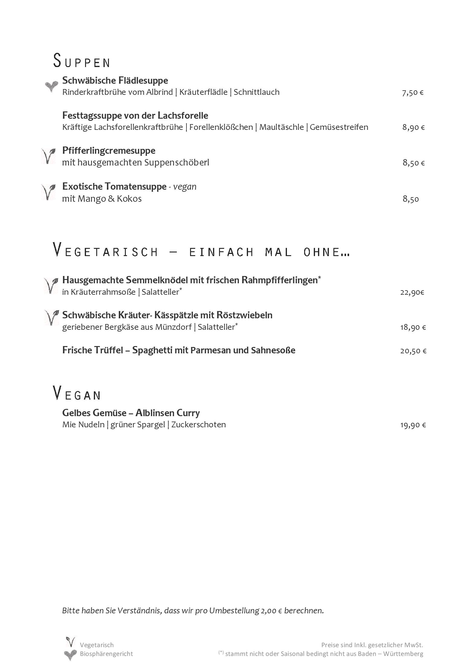 Speisekarte