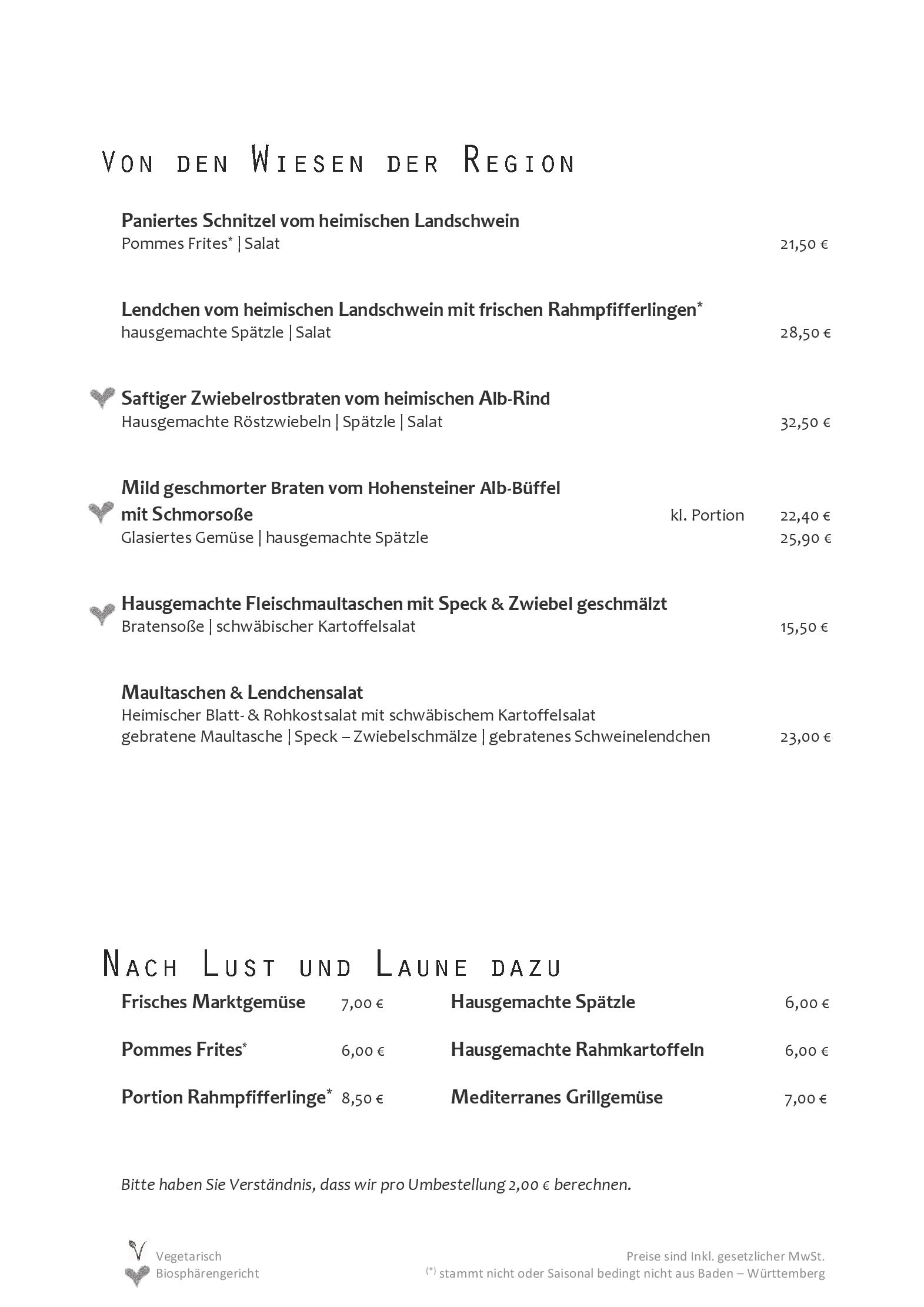 Speisekarte